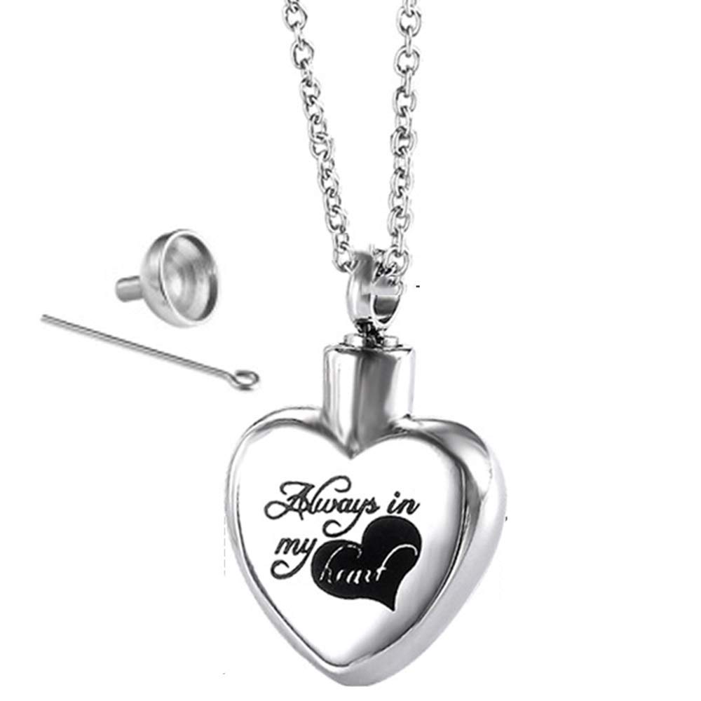 Memorial Urn Necklace for Ashes - Titanium Steel Cremation Jewelry for Loved Ones & Pets - Heart Keepsake Pendant for Men & Women - Perfect Sympathy Gift for Funeral, Remembrance & Special Occasions