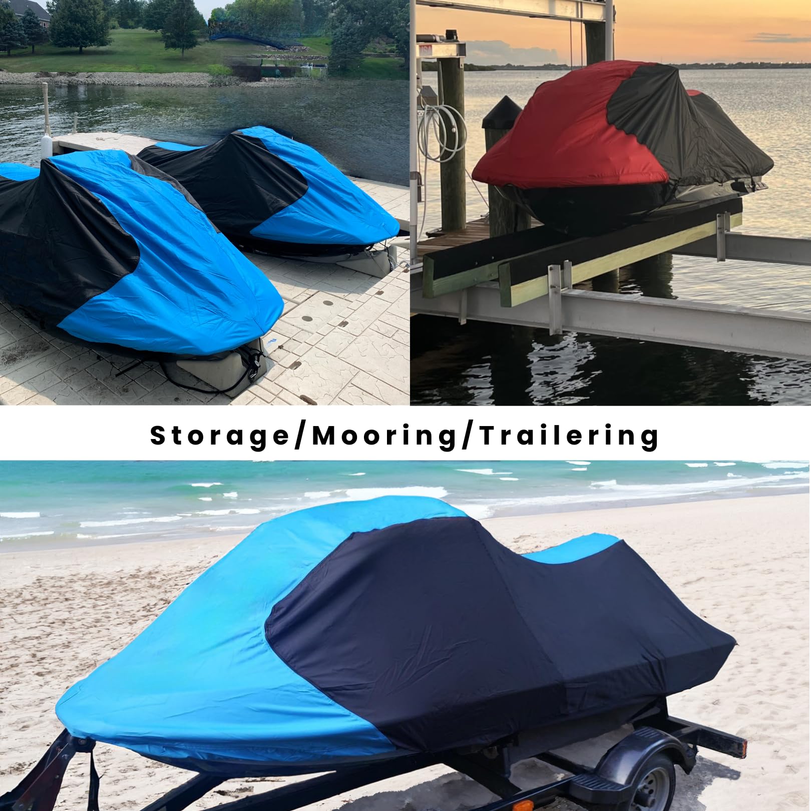 Waterproof 600D Heavy Duty Polyester Jet Ski Cover - Trailerable PWC Cover for 126