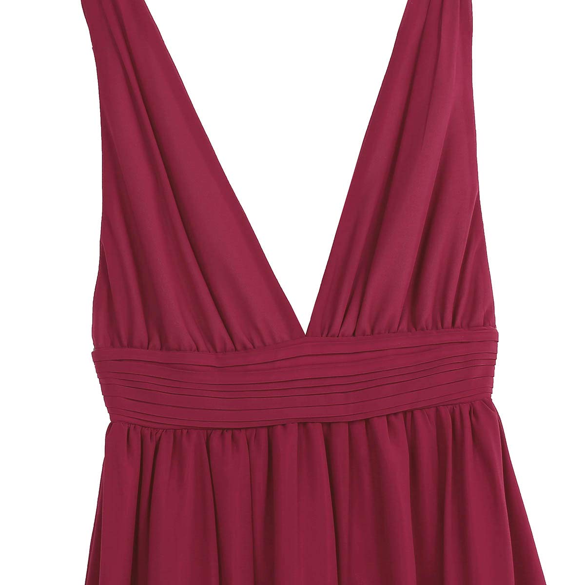 Elegant Women's Double V-Neck Chiffon Bridesmaid Dress with High Slit - Perfect for Weddings, Evening Parties & Formal Events