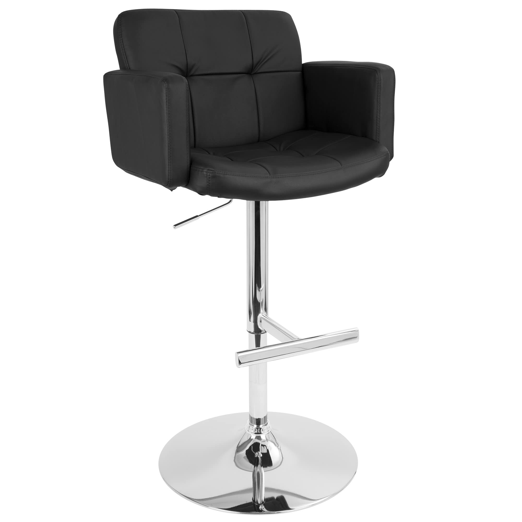 LumiSource Stout Adjustable Swivel Bar Stool - Chrome Metal Bar Chair with Height Adjustment - Perfect for Kitchen Islands, Home Bars, and Countertops