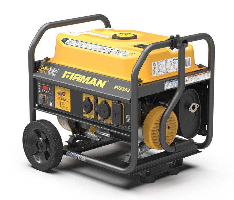Firman P03503 3550W/4450W Portable Generator with CO Alert & 30 Amp Recoil Start - Ideal for Home Backup, Camping & Outdoor Power Needs