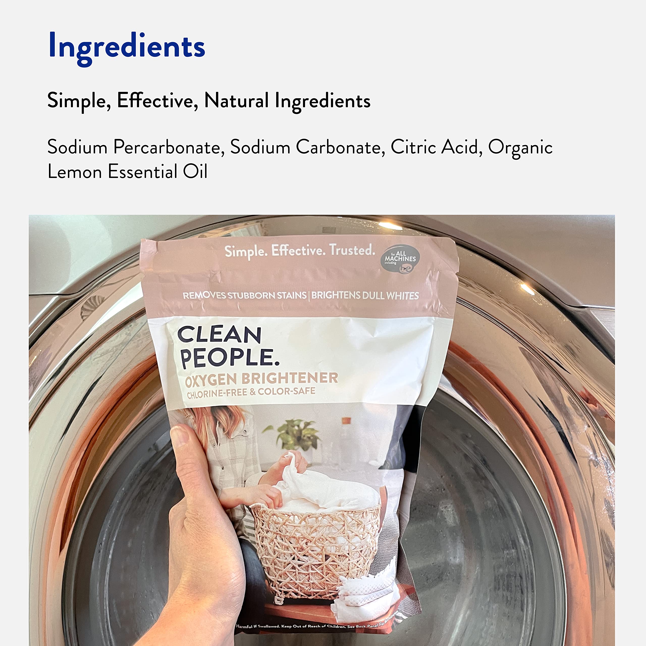 The Clean People Oxygen Brightener Stain Remover | Bleach-Free Laundry Whitener for Whites & Colors | Plant-Based, Eco-Friendly Formula | 41 oz | Perfect for Removing Tough Stains from Clothes, Linens & Fabrics