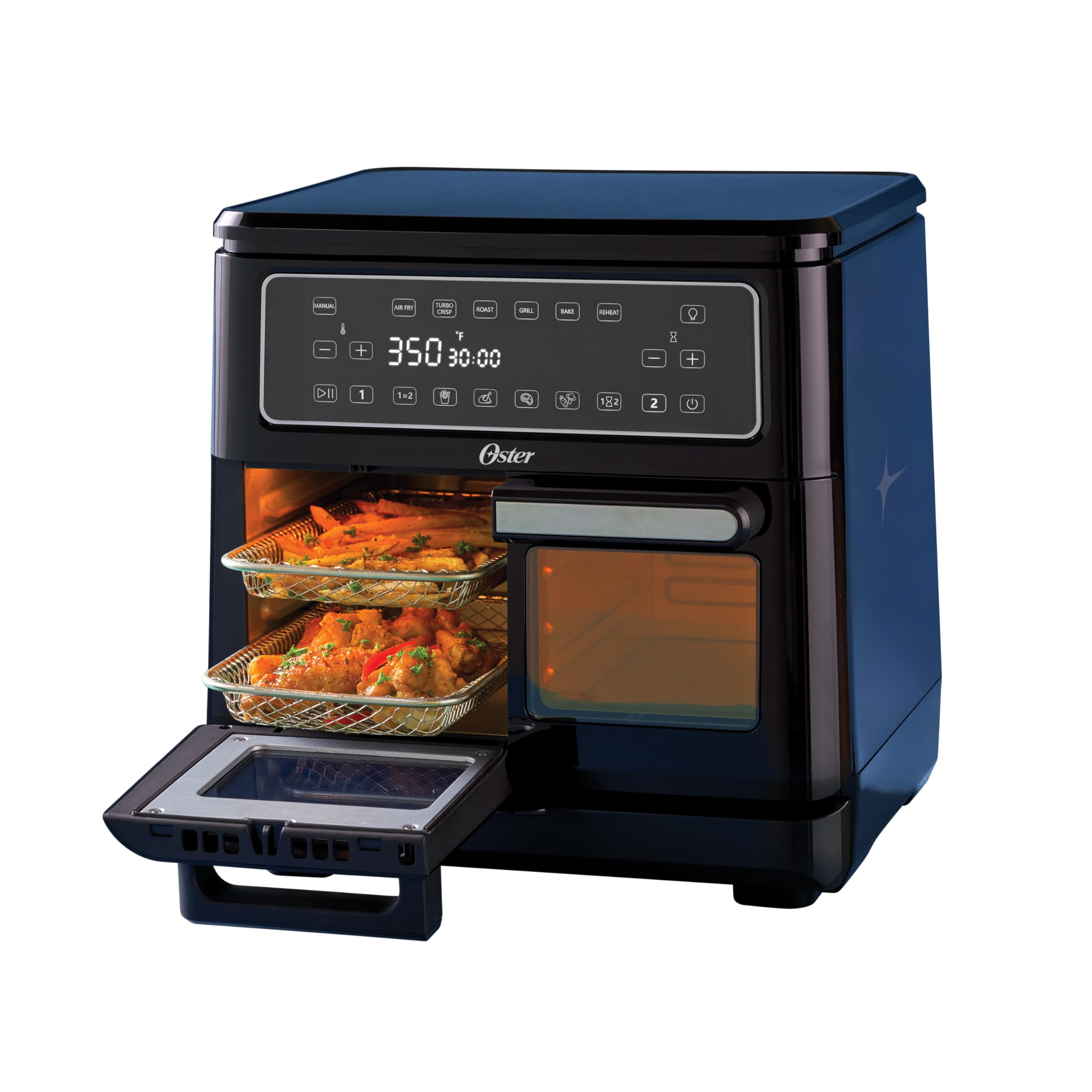 Oster 11-Quart Flex Air Fryer Oven - Dual Zone Air Fryer with 6 Cooking Functions & 2 Baskets - Large Capacity Countertop Air Fryer for Healthy Frying, Baking, Roasting - Perfect for Family Meals & Party Snacks