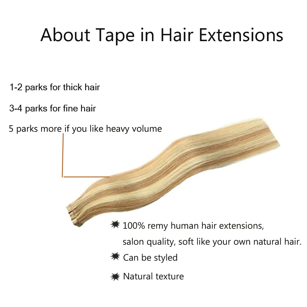 22'' 60g 20pcs Natural Invisible Tape-in Human Hair Extensions - Remy Brazilian Silky Straight Seamless Glue Hair Wefts for Women | Perfect for Daily Styling, Parties & Special Occasions