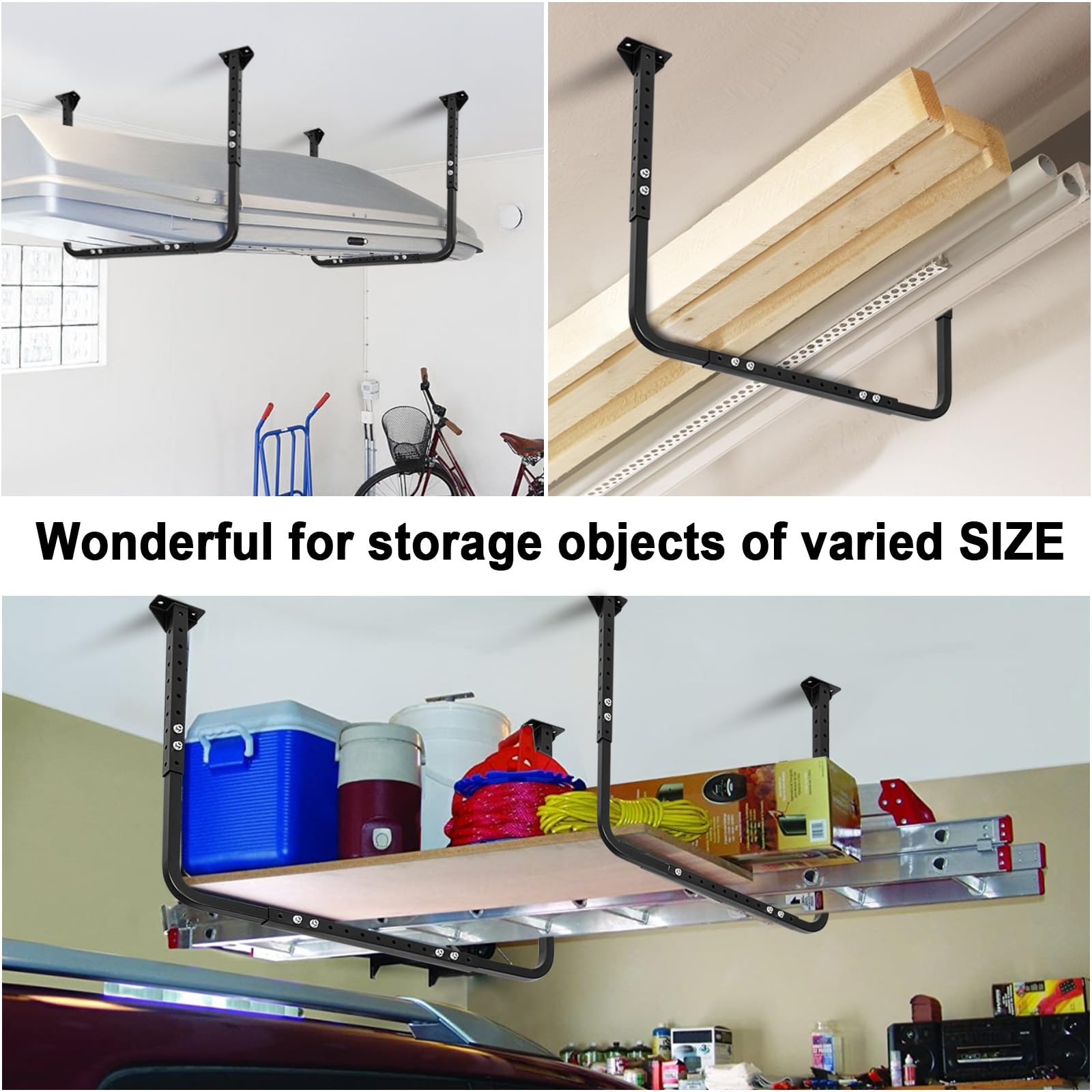 Colinktool Adjustable Garage Ceiling Storage Rack - Heavy-Duty Overhead Storage Bracket with 200lbs Capacity (33x34 Inches) - Perfect for Organizing Tools, Sports Equipment & Seasonal Items in Garage
