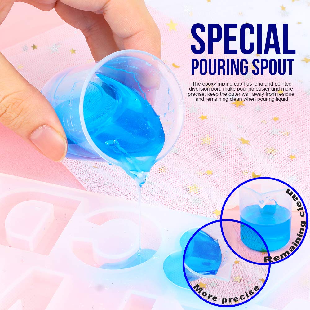 LEOBRO 50ml/1.7oz Epoxy Mixing Cups - 38PCS Graduated Resin Measuring Cups with 40 Wooden Sticks for Epoxy Resin, Acrylic Paint & Art Projects - Perfect for DIY Crafts, Jewelry Making & Home Decor