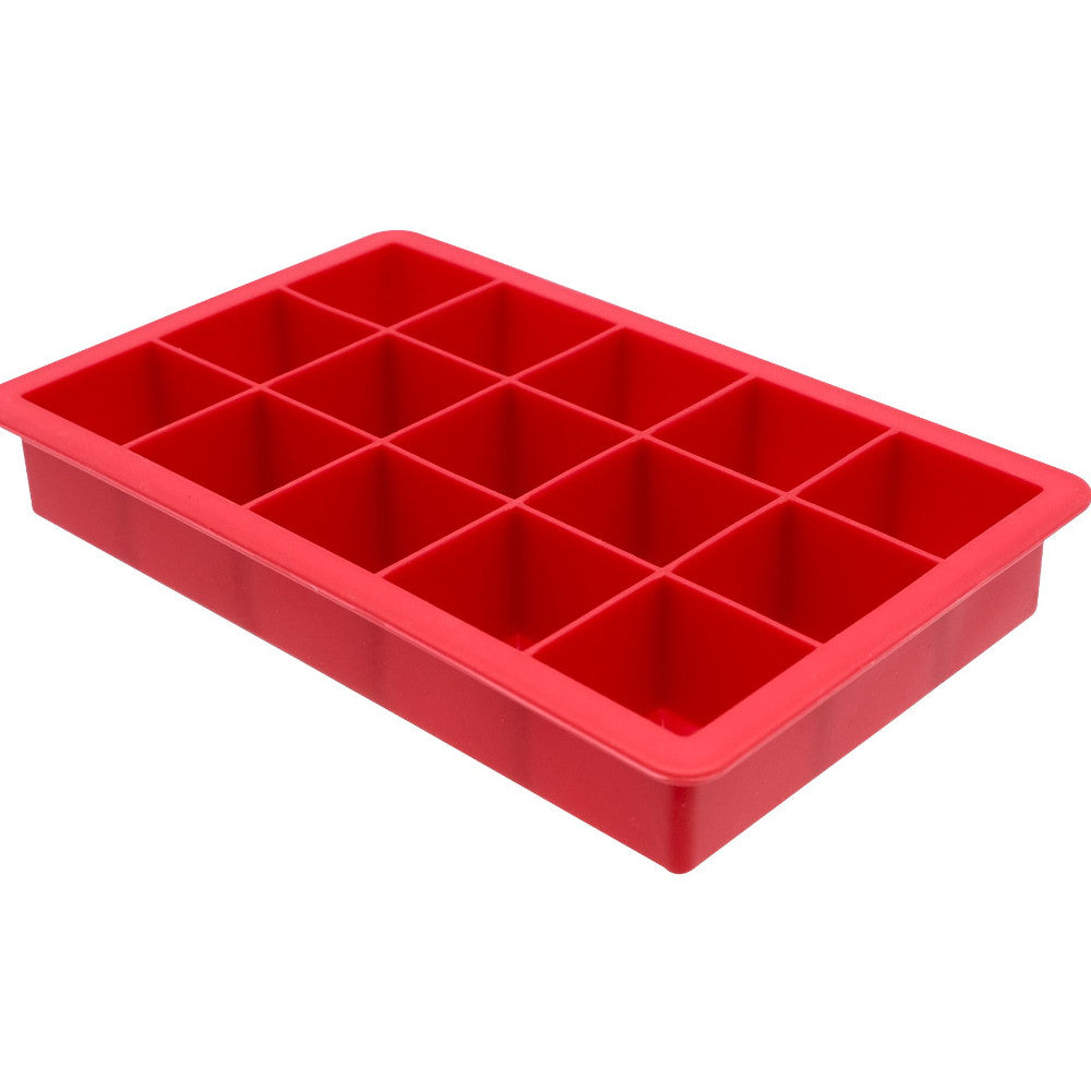 STARFRIT 092833 Silicone Ice Cube Tray with Lid - 15 Large Ice Cubes, BPA-Free Flexible Red Ice Mold for Cocktails, Whiskey & Beverages - Perfect for Home Bars, Parties & Kitchen Use