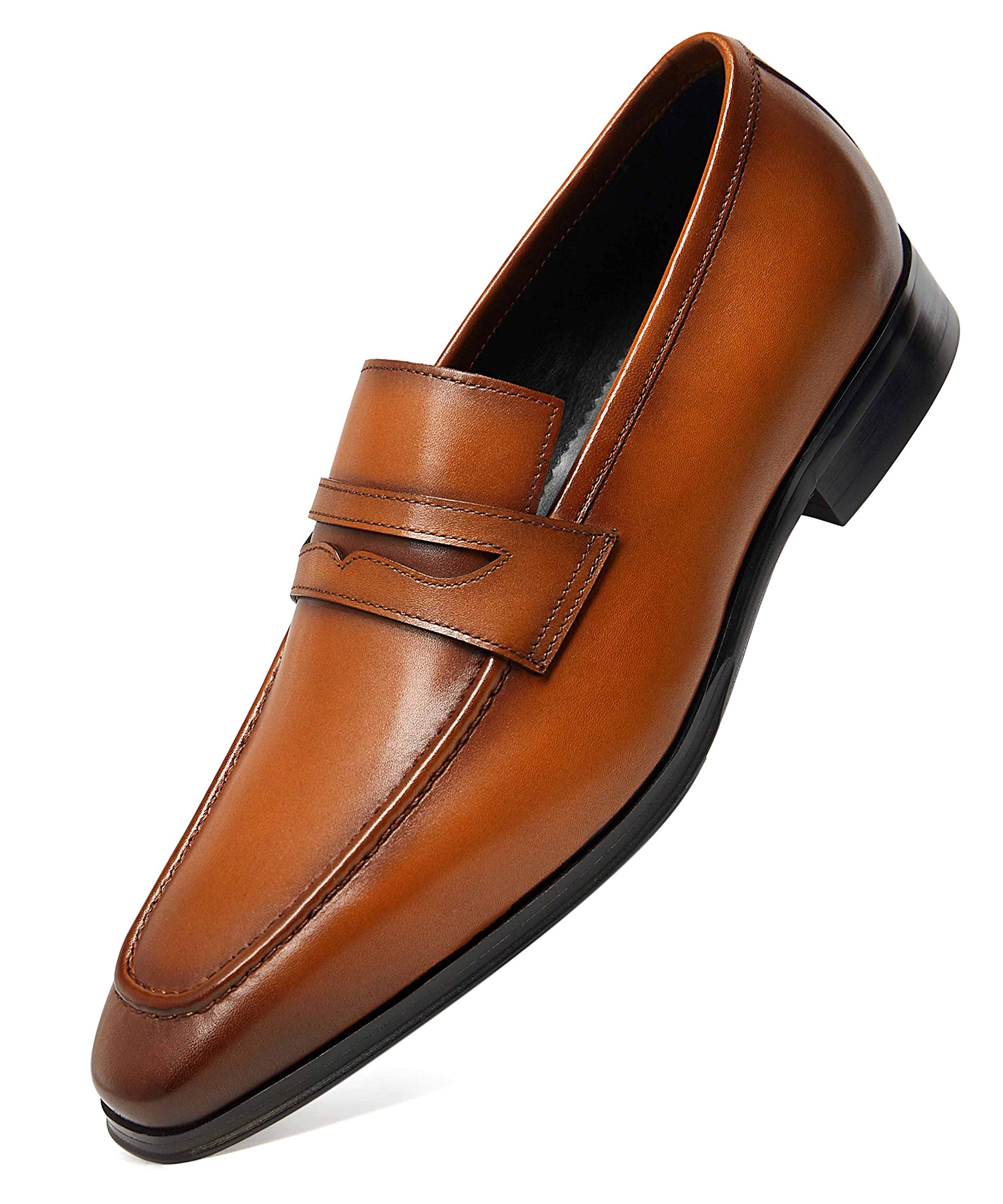 ALIPASINM Men's Leather Slip-On Loafers - Comfortable Business Dress Shoes for Formal Occasions, Office & Weddings