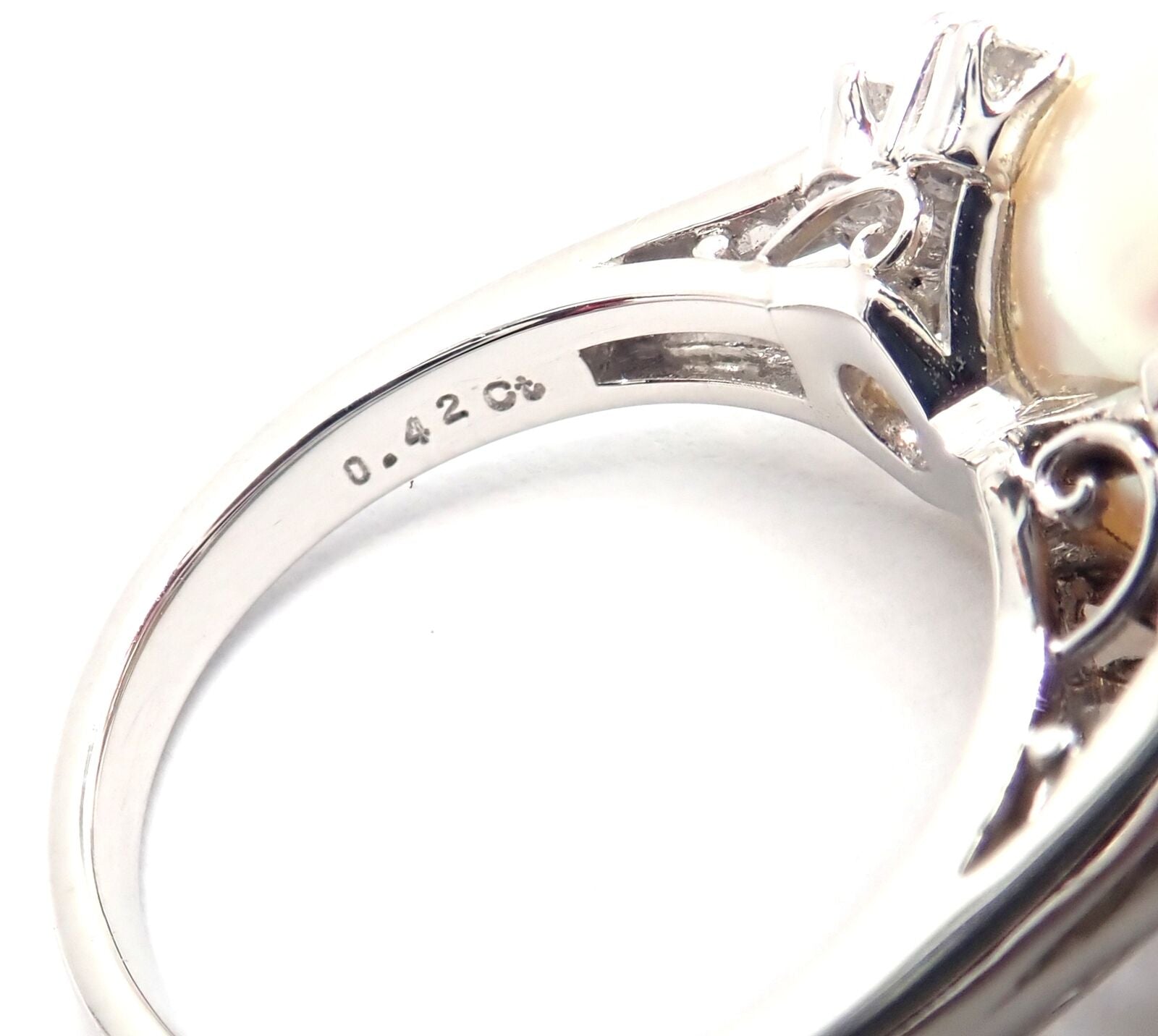 Authentic Mikimoto Platinum Diamond Large 12mm South Sea Pearl Ring - Luxury Jewelry for Women, Elegant Gift for Wedding, Anniversary & Special Occasions