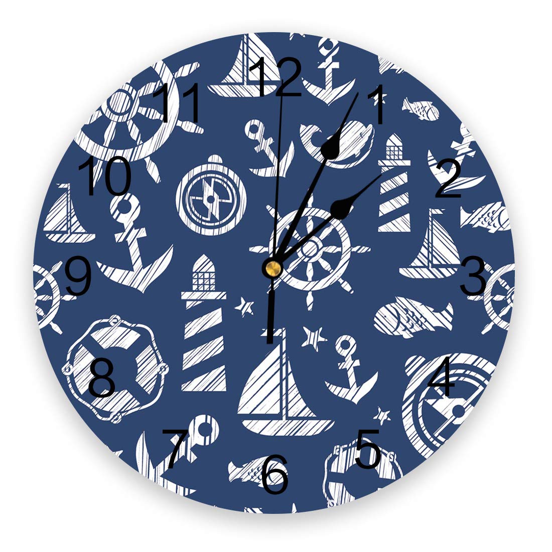Anchor & Lighthouse Wall Clock - Silent Non-Ticking 9.8