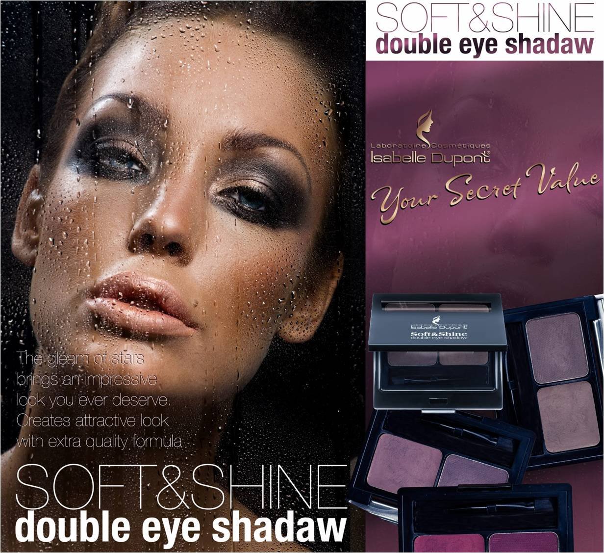 Isabelle Dupont Long-Lasting Soft & Shiny Eyeshadow Palette with Angled Brush, Sponge & Mirror - Beige & Dark Moss Green (1 Pack) | Perfect for Day to Night Makeup Looks, Professional Makeup Artists & On-the-Go Touchups
