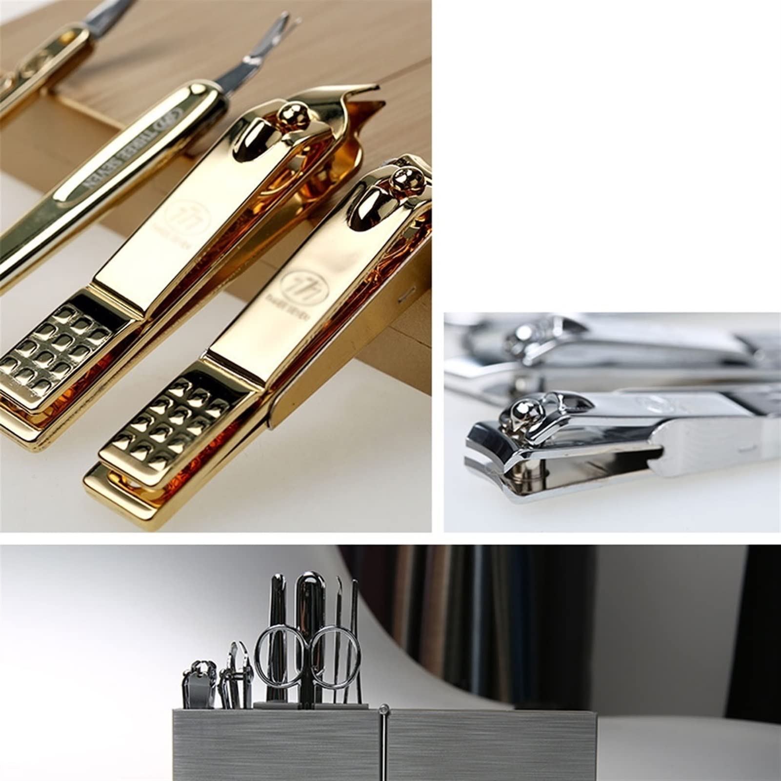 Premium Travel Mini Manicure & Pedicure Set - Carbon Steel Nail Clippers, Cuticle Tools with Portable Case (Gold/Silver) | Perfect for Home, Salon & On-The-Go Nail Care