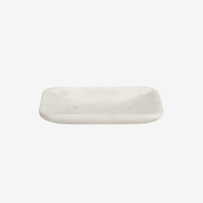 Belle de Provence White Rounded Marble Soap Dish - Elegant Bathroom Decor for Sink, Countertop, or Shower Organizer