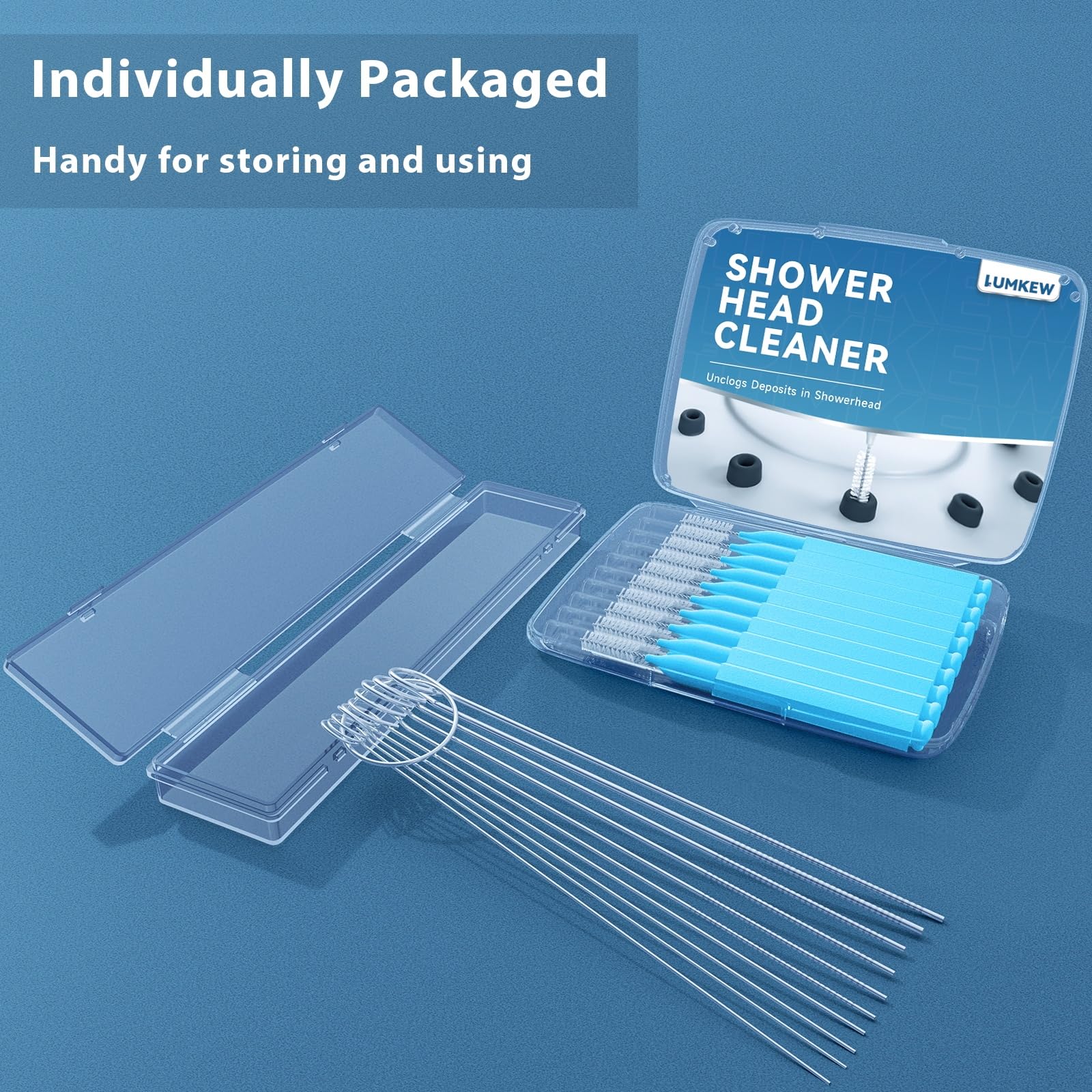 **Multi-Functional Shower Head Cleaner Tool – Small Hole Brush & Picks for Nozzle Gaps – Deep Cleaning for Hard Water Stains & Mineral Deposits – Perfect for Bathroom, Kitchen, and RV Showerheads (Blue)**