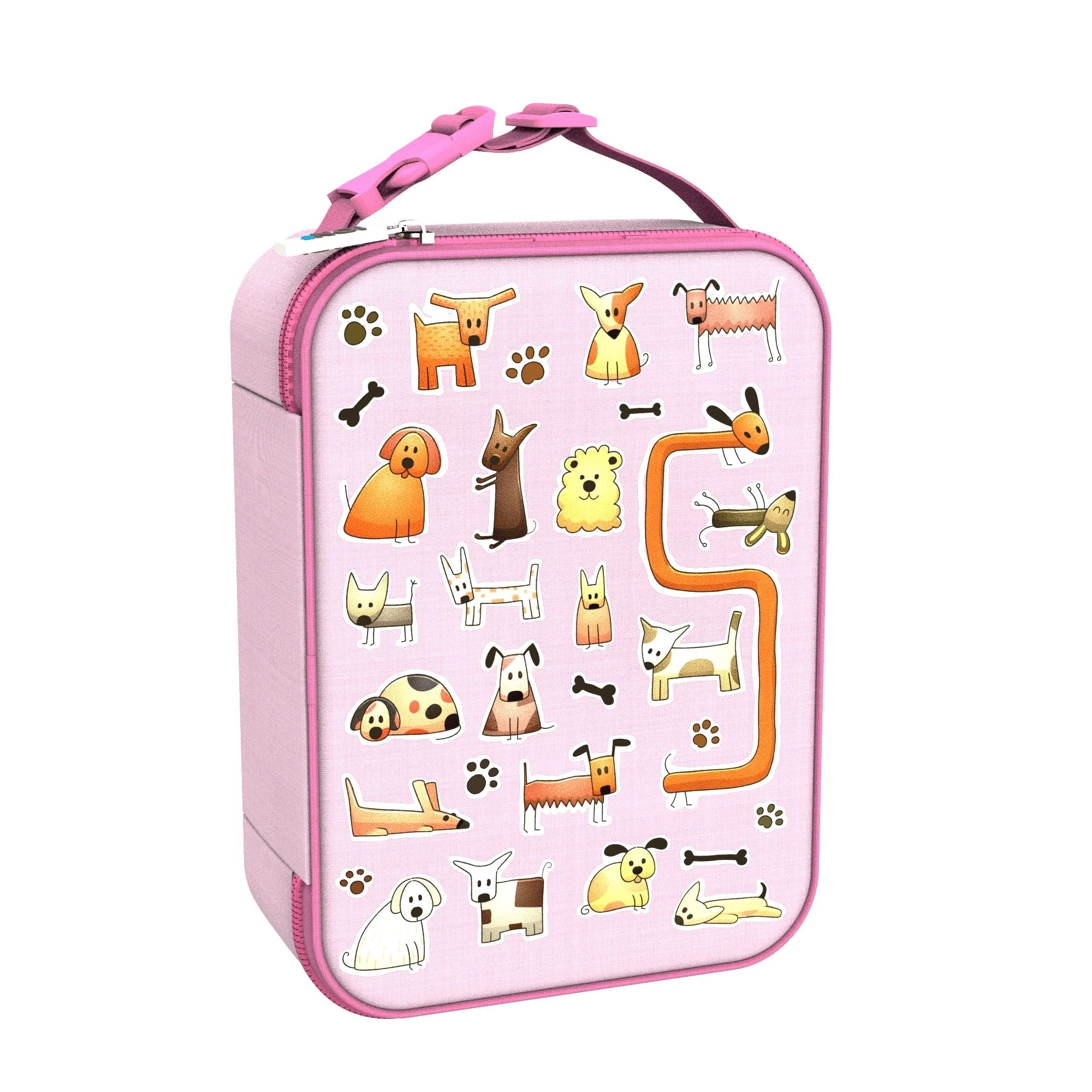 Insulated Kids Lunch Bag with Adjustable Strap - Cute Dog Design for School, Picnics & Outdoor Activities