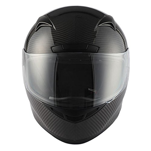 Genuine Carbon Fiber Motorcycle Helmet - Lightweight 3.2lb Full Face Street Bike Helmet (HG335-CarbonFiber) Black - Perfect for Racing, Commuting & Road Safety