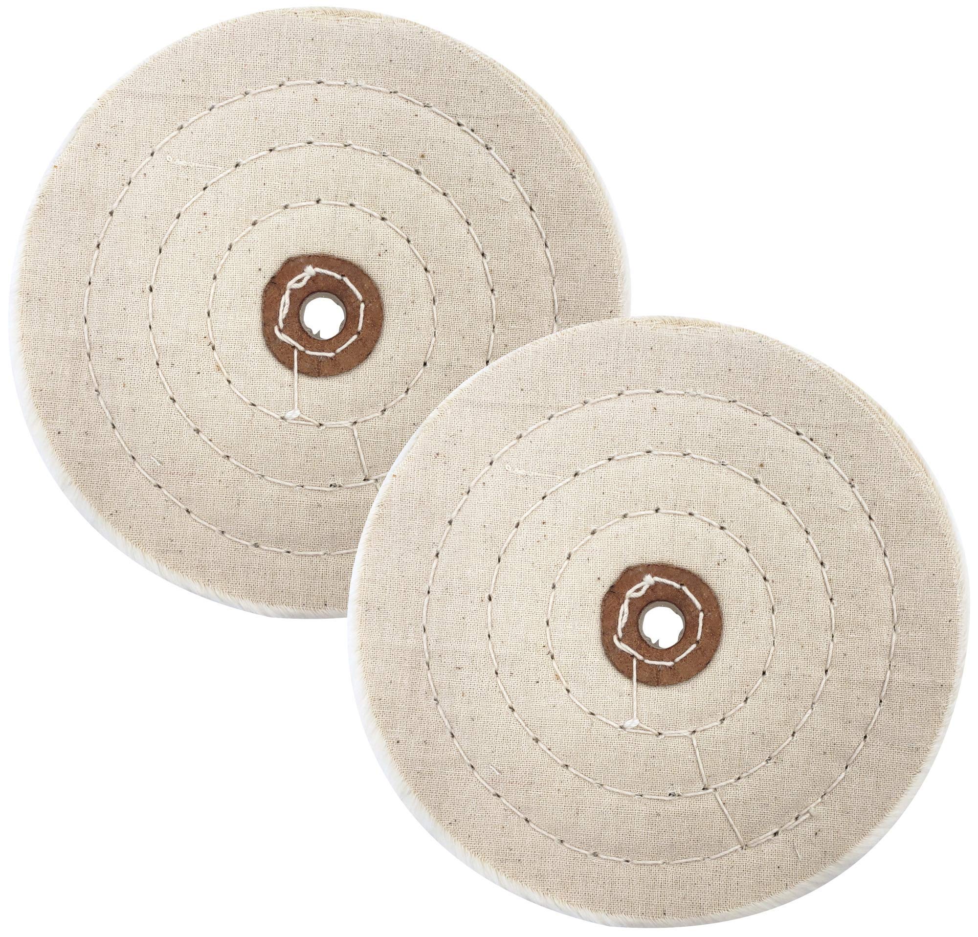 LINE10 6-Inch White Soft Extra Thick Buffing Wheel Set of 2 for Bench Grinder - Perfect for Polishing Metal, Jewelry & Woodworking Projects