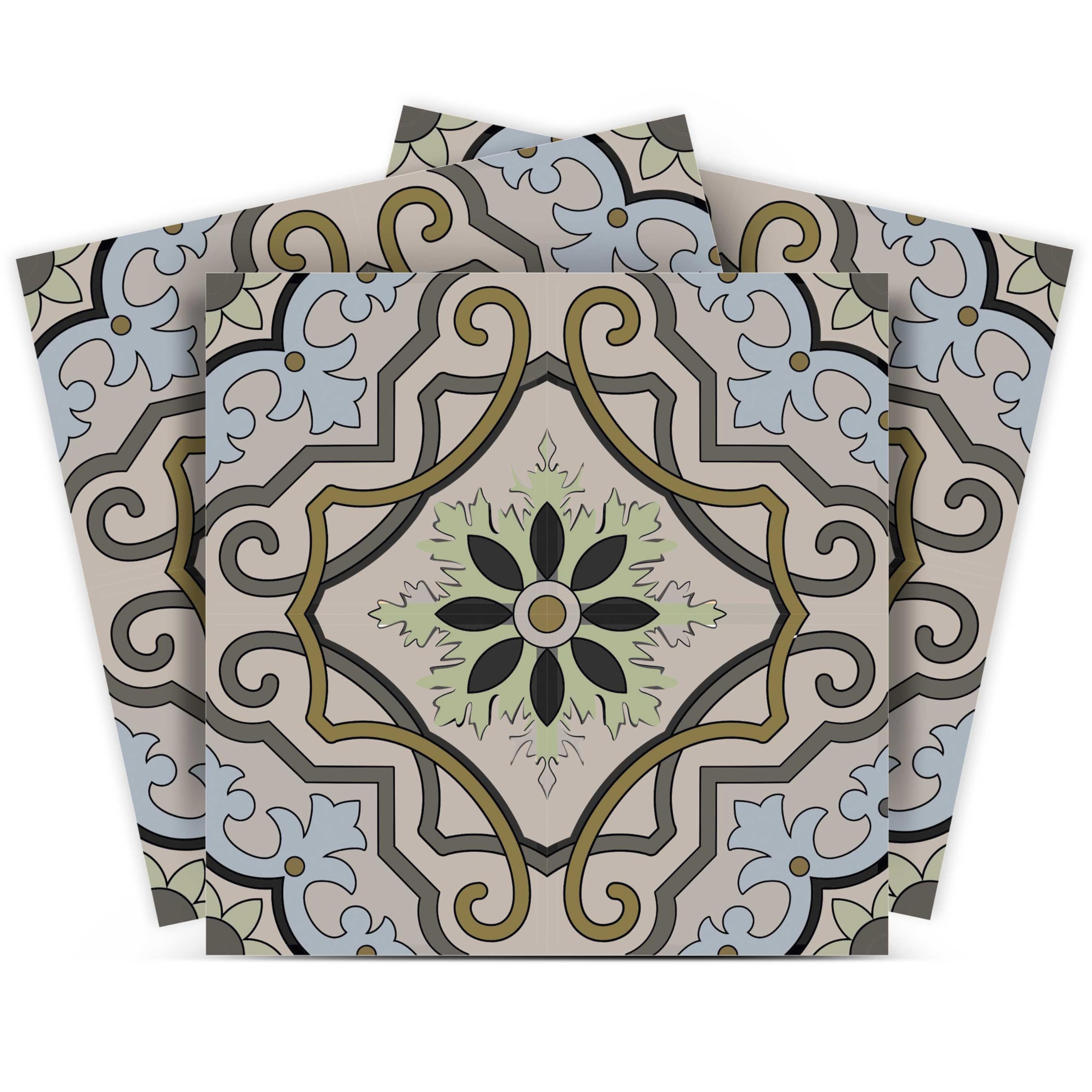Mi Alma 24-Piece Talavera Tile Stickers - 8x8 Inch Peel and Stick Wall Decals for Easy Application | Perfect for Bathroom, Kitchen & Home Decor | Spanish-Inspired Ceramic Wall Stencils