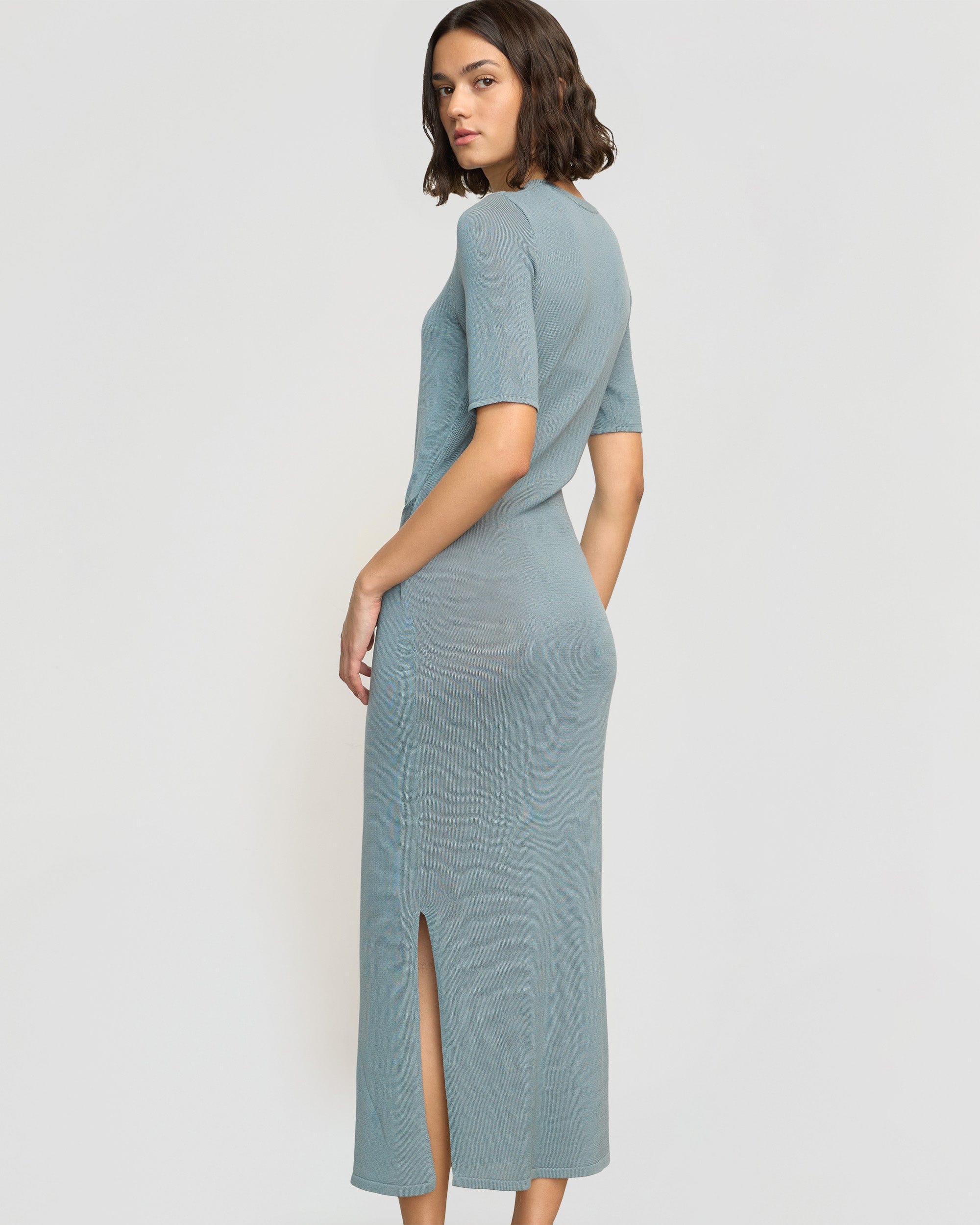 Larkyn Tie Front Semi Sheer Tencel Wool Dress - Women's Elegant Wrap Dress for Office, Party & Date Night