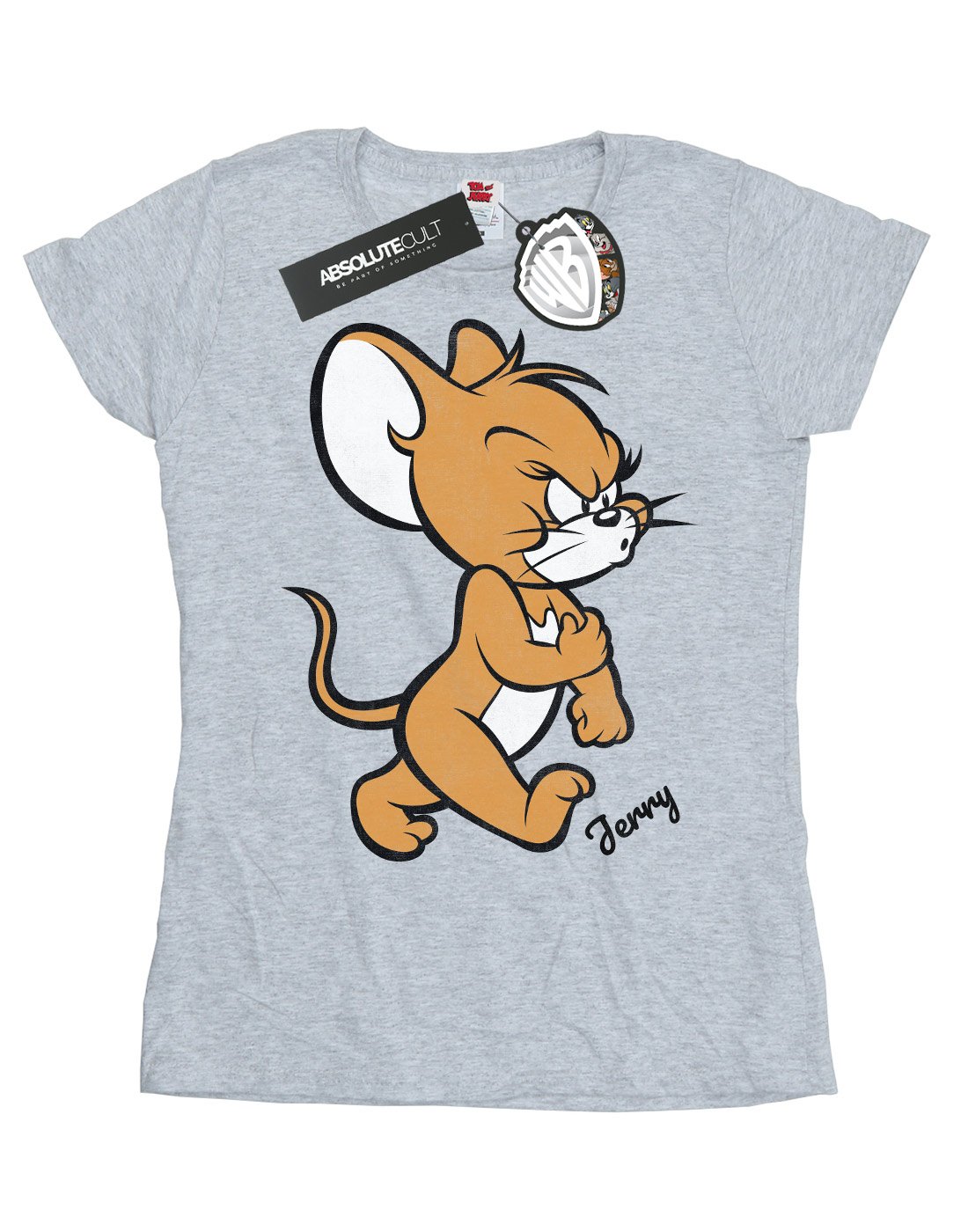 Tom and Jerry Women's Angry Mouse Graphic T-Shirt - Sport Grey - Medium Size - Casual Wear & Cartoon Lovers Gift