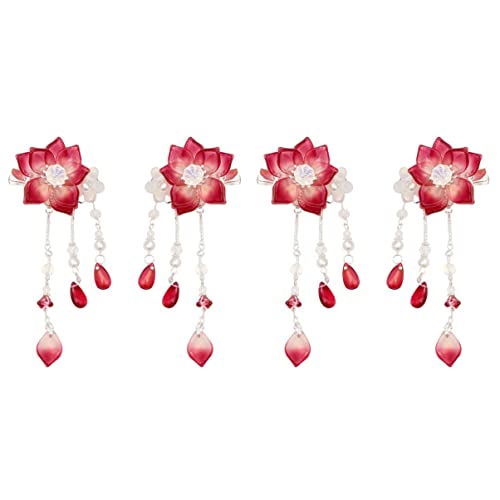 KALLORY 2 Pairs Floral Wedding Hair Clips with Tassels - Alligator Hair Pins for Brides, Bridesmaids & Special Occasions | Perfect for Weddings, Prom, Parties & Photo Shoots