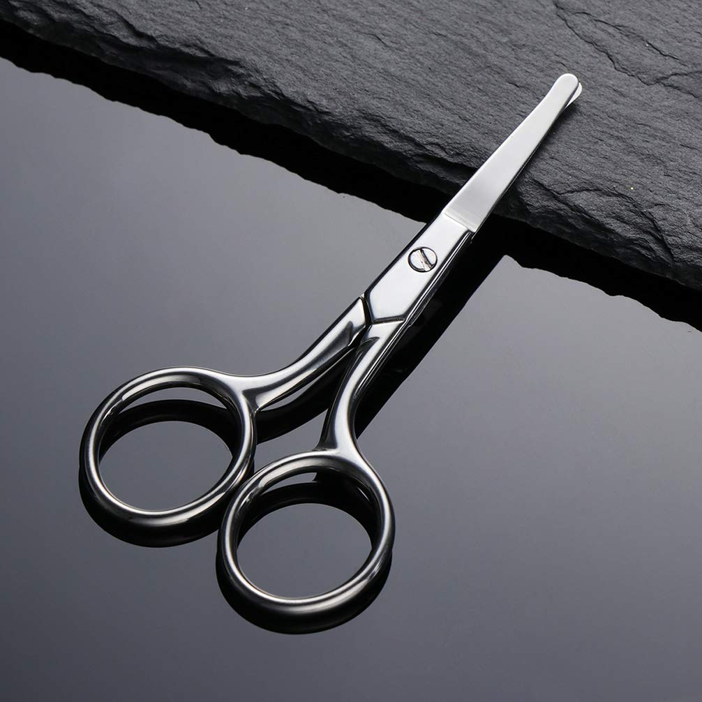 3 Pack Stainless Steel Nose Hair Trimmer Scissors - Safe & Precise Eyebrow & Vibrissa Grooming Tool for Men - Perfect for Travel, Home & Personal Care Routines