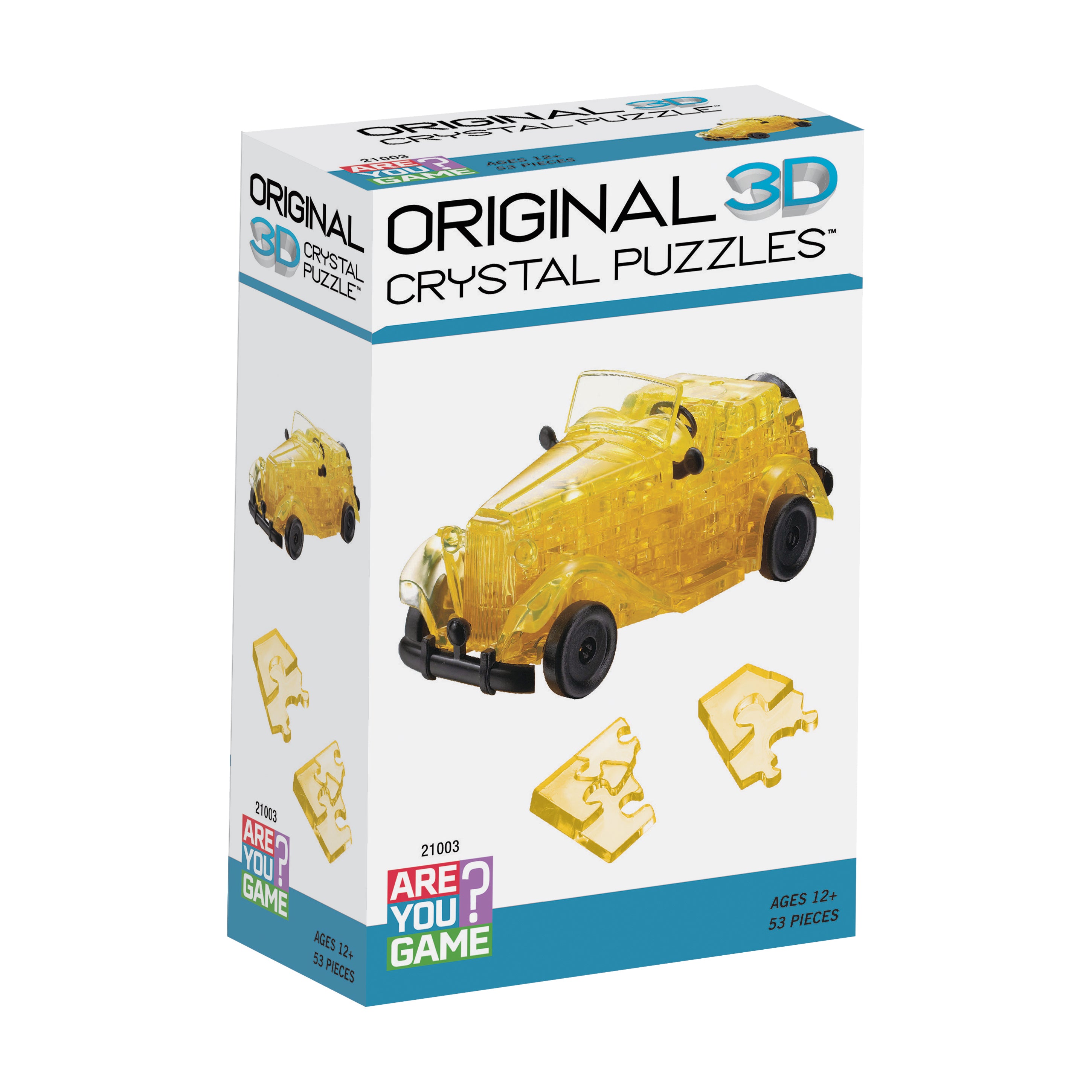 Classic Car Yellow 3D Crystal Puzzle - 53 Piece Brain Teaser for Adults & Teens - Perfect for Stress Relief, Home Decor & Gift Giving