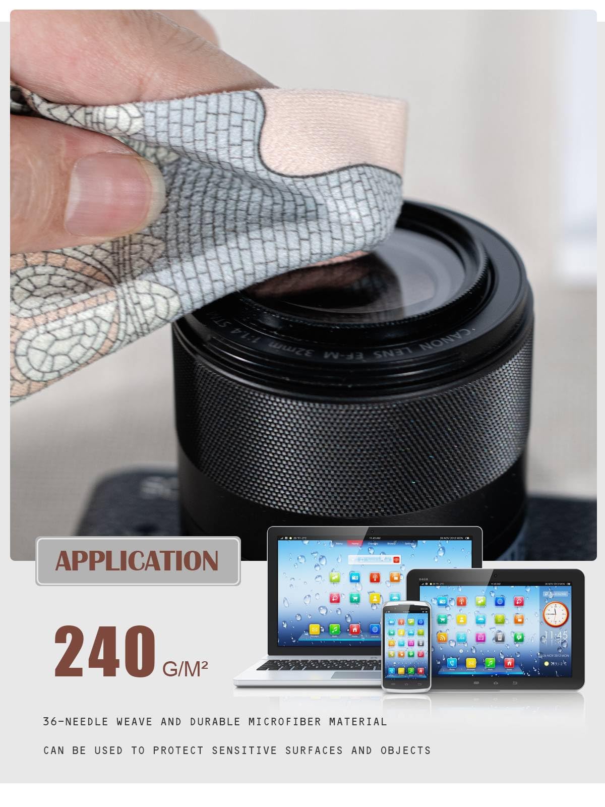 Premium Microfiber Cleaning Cloth for Glasses - 2 Pack (25x25cm) | Lint-Free, Scratch-Resistant | Ideal for Eyeglasses, Camera Lenses, VR/AR Headsets, Smartphones & Electronics Screens | Optician-Approved Quality for Crystal Clear Cleaning