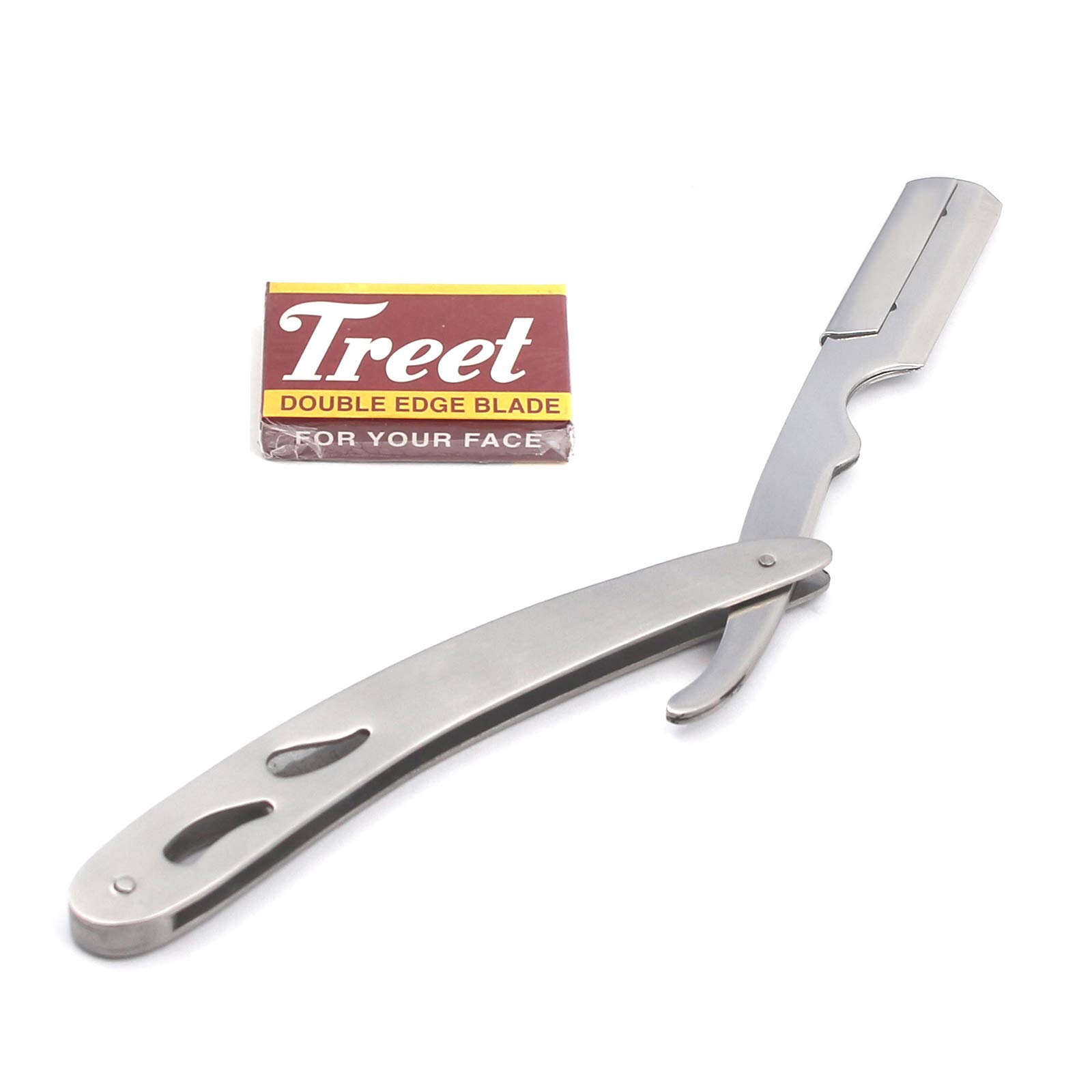 Professional Stainless Steel Barber Straight Edge Razor with 100 High-Quality Stainless Steel Blades - Easy Blade Replacement for Precise Shaving & Grooming | Perfect for Barbershops, Home Use & Travel Shaving Kits