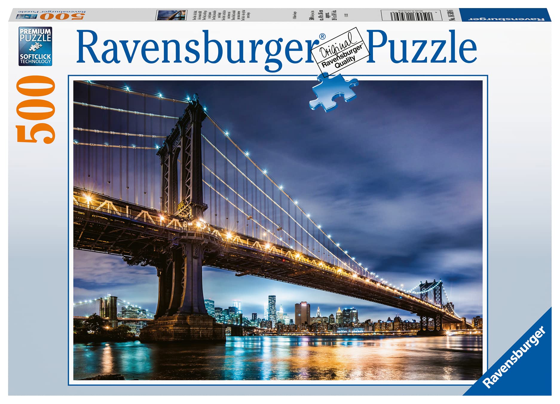 Ravensburger New York Bridge Puzzle - 500 Piece Jigsaw Puzzle for Adults & Kids, Premium Puzzle Glue Included for Framing, Fun Family Activity & Home Decor    **Perfect for:** Family game nights, stress relief, home decoration, gifts for puzzle lovers, and enhancing focus & creativity.