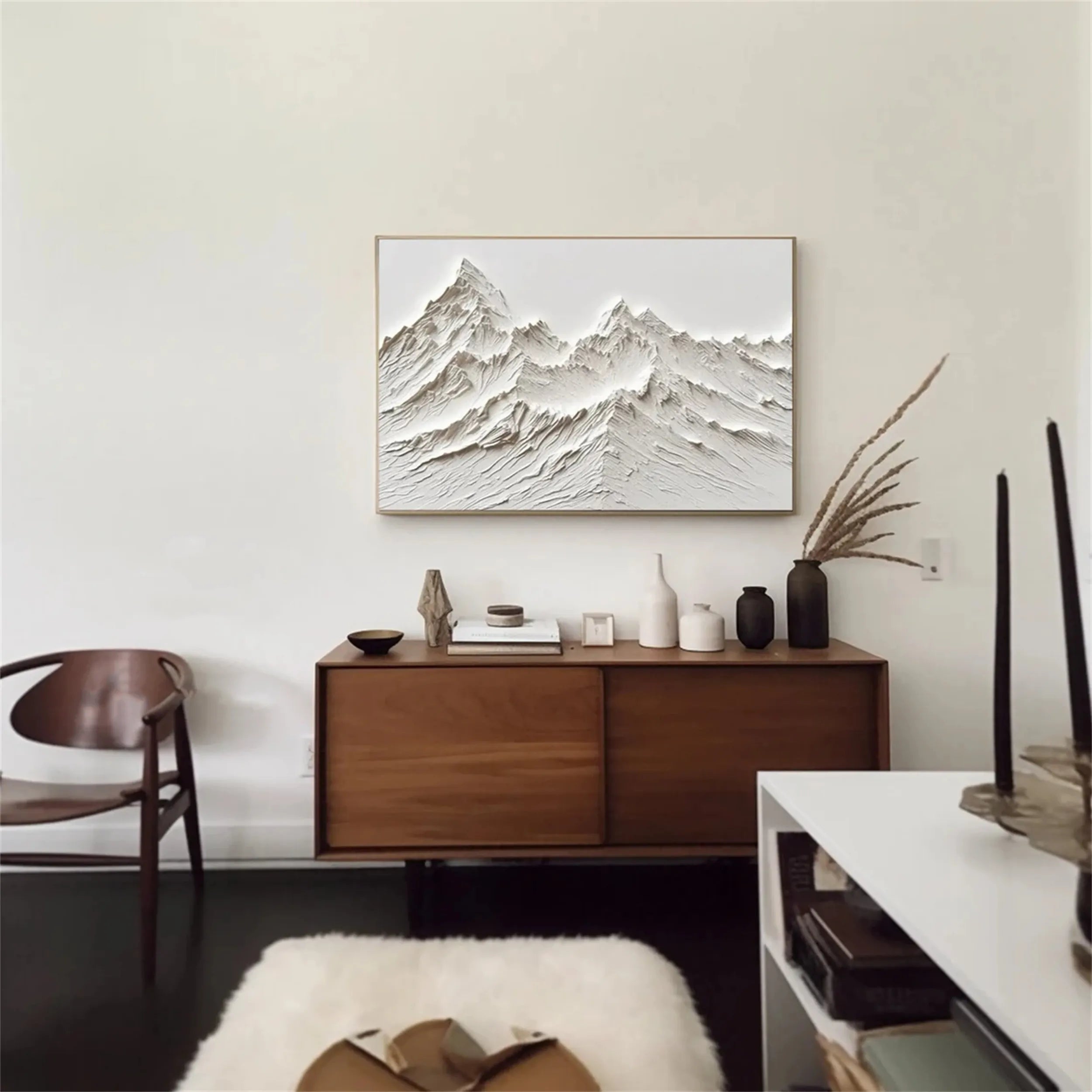 White Minimalist Textured Painting Canvas #MM239 - Premium Abstract Wall Art for Modern Home & Office Decor