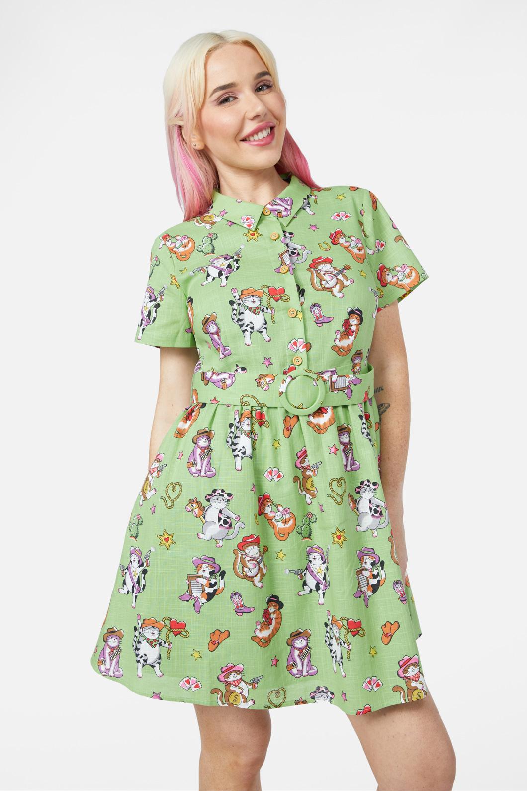 Meowdy Cat Print Dress - Cute & Comfortable Women's Summer Dress for Casual Wear, Date Nights & Outdoor Activities