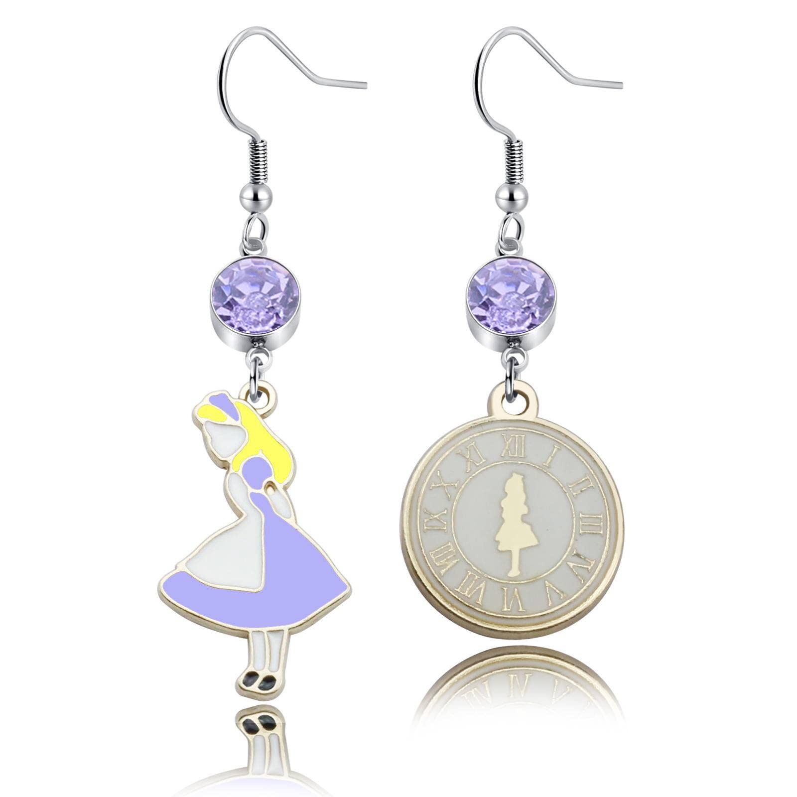 Asymmetrical Alice Earrings for Women & Girls - Unique Alice Pendant Earrings, Perfect Gift for Alice Fans, Birthday Gift for Girlfriend - Great for Cosplay, Themed Parties & Everyday Wear