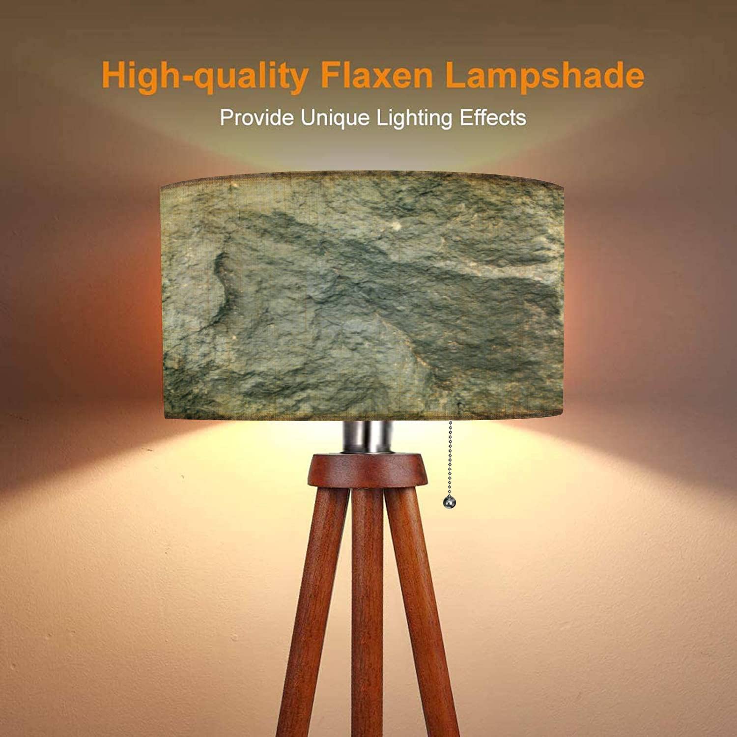 Modern Wood Tripod Floor Lamp with Linen Shade - Dimmable Tall Standing Lamp in Natural Grey Finish for Living Room & Bedroom | Mid-Century Style Lighting for Cozy Home Decor