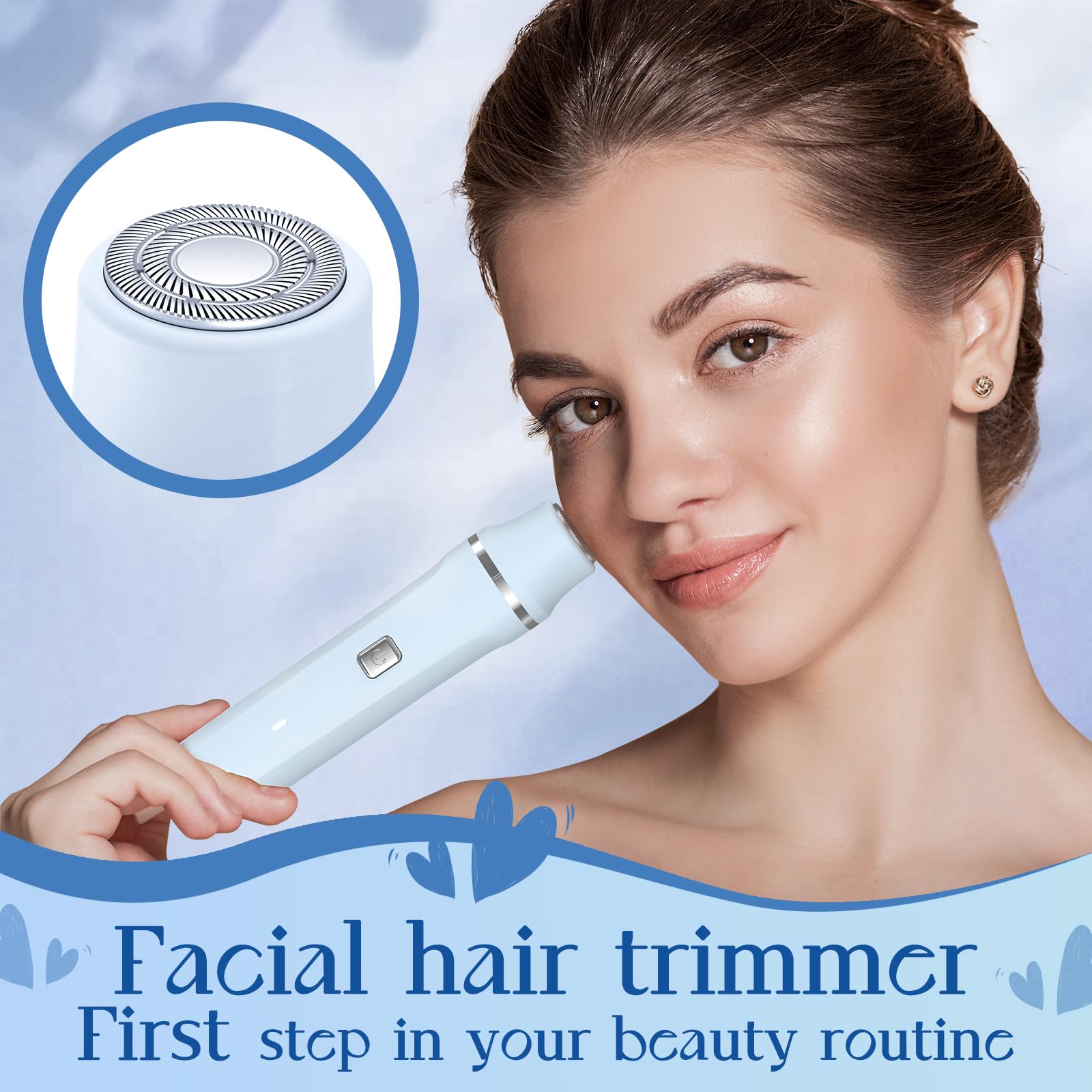 Blue Bikini Trimmer with Replacement Blade - Painless Hair Removal for Women, Smooth & Precise Grooming at Home or Travel