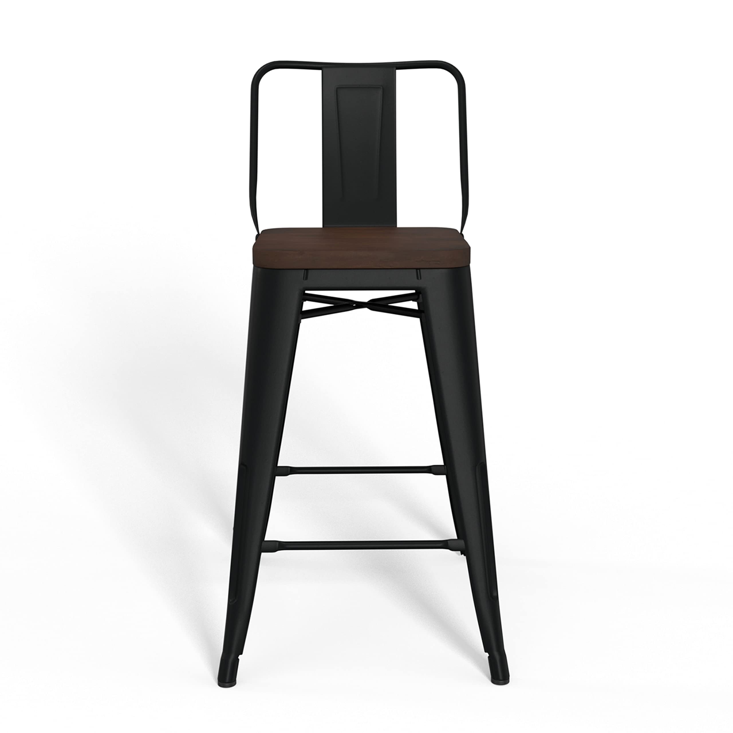 SIMPLIHOME Rayne Industrial Metal 24 Inch Counter Height Bar Stools (Set of 2) - Black Metal & Wood Stools for Kitchen Island, Breakfast Nook & Dining Room - Modern Farmhouse & Industrial Style Bar Stools