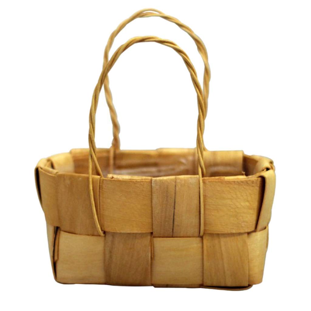 Hand-Woven Wood Chip Small Basket - Multipurpose Mini Storage & Decorative Flower Basket for Home, Office, Wedding Decor | Perfect for Organizing Jewelry, Keys & Small Items