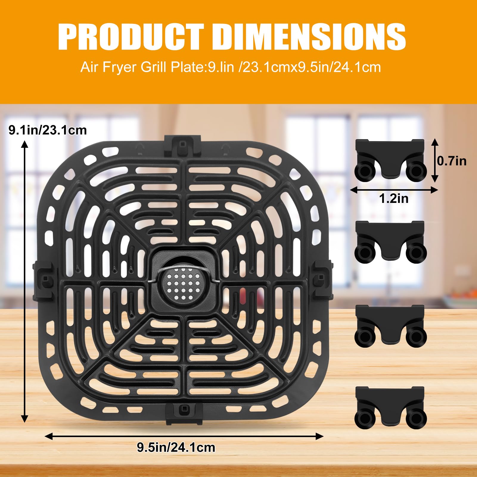 Non-Stick Air Fryer Grill Plate for Instant Pot Vortex Plus 6-in-1 & Gourmia GAF735 6QT Air Fryers - Replacement Tray Rack & Crisper Plate Accessories - Dishwasher Safe - Perfect for Grilling, Roasting & Crisping Meals