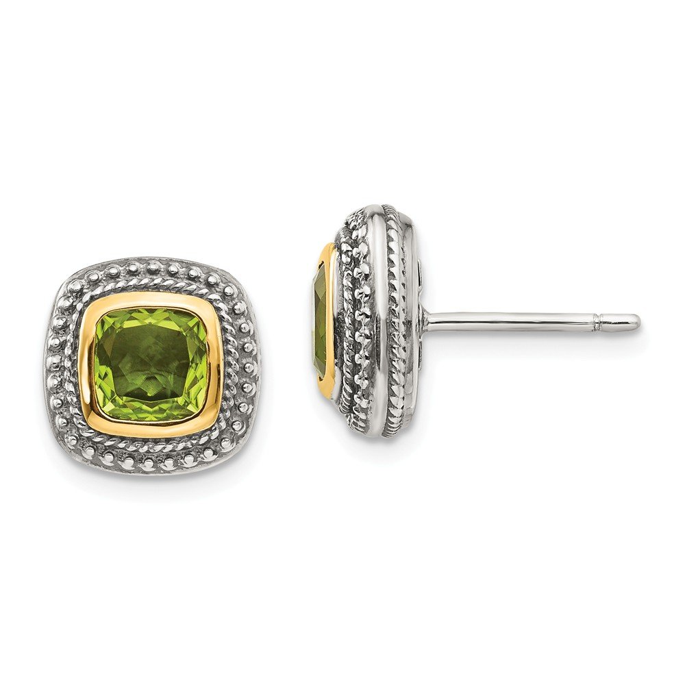 14K Gold Plated Sterling Silver Peridot Stud Earrings for Women - Elegant Green Gemstone Jewelry for Everyday Wear & Special Occasions