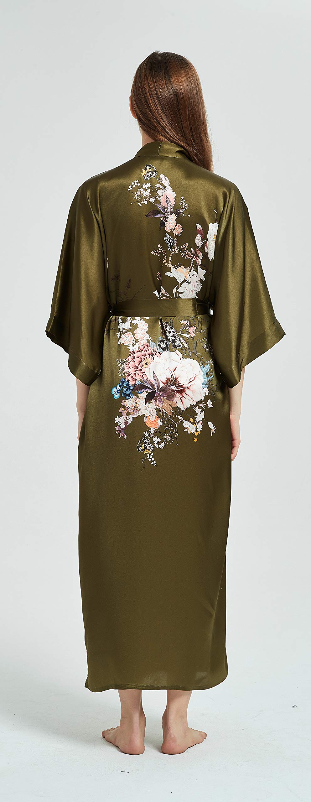 Hand-Painted Silk Kimono Robe for Women - Elegant Long Nightgown & Sleepwear for Relaxation, Lounging & Spa Days