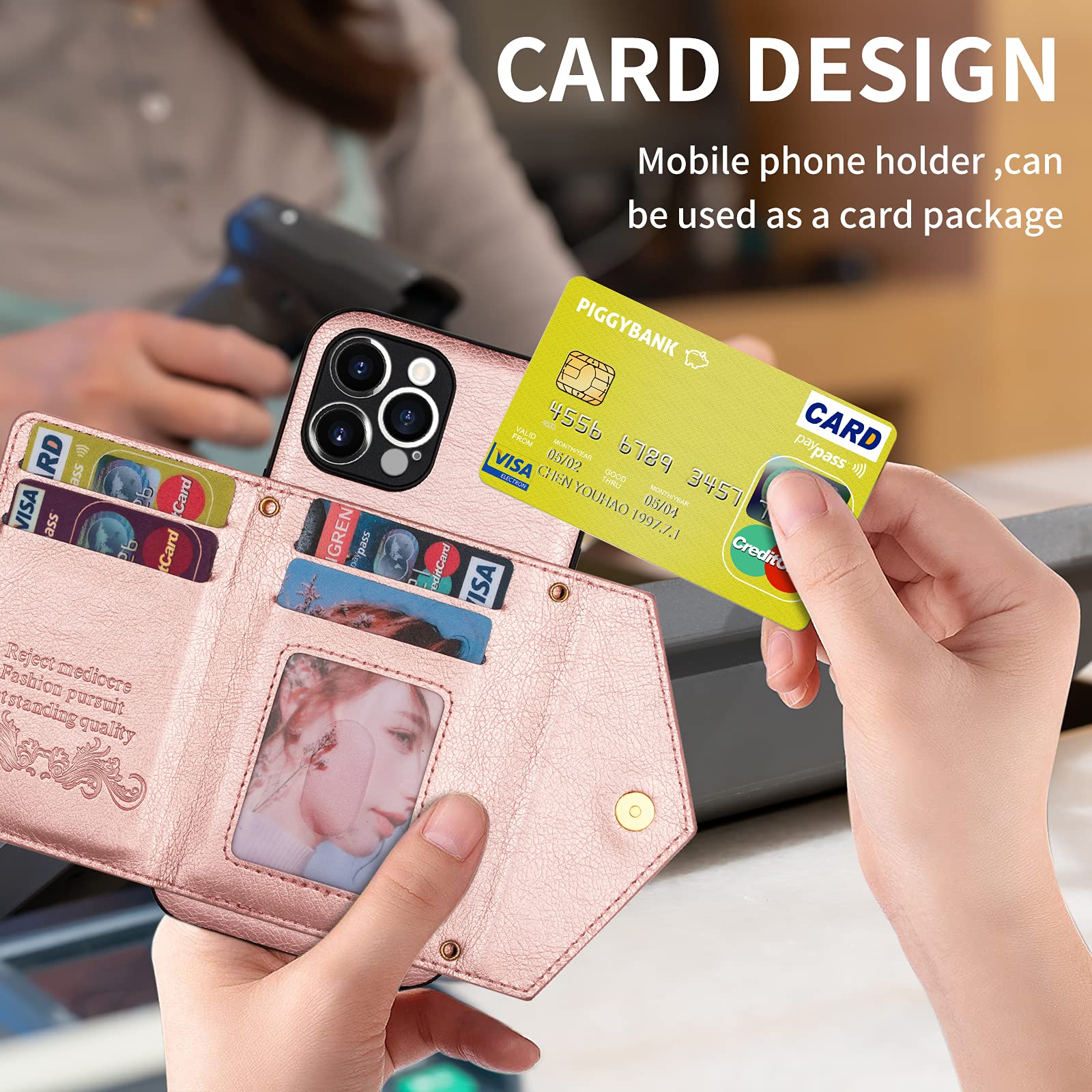 SZHAIYU Women's PU Leather Crossbody Wallet Phone Case for iPhone 13 (6.1