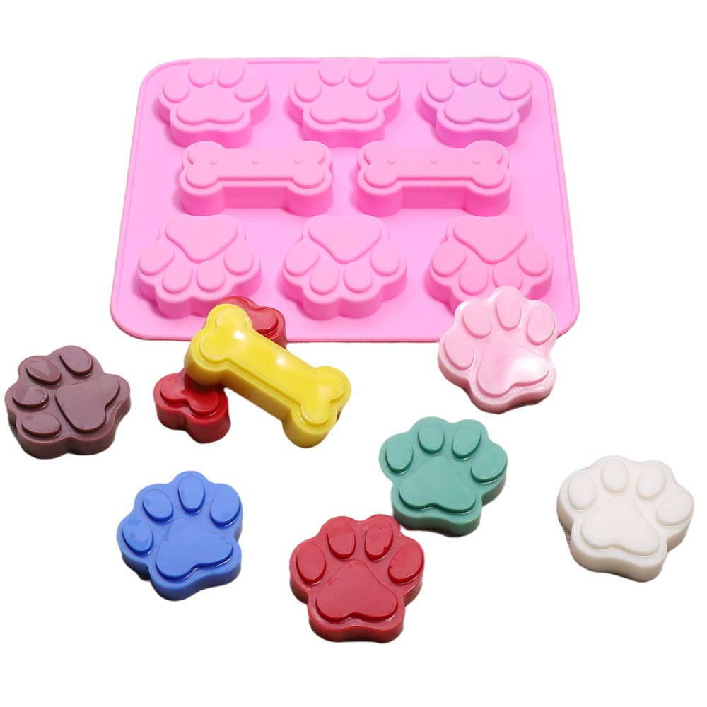 2 Pack Silicone Dog Treat Molds for Frozen Yogurt & Butter Snacks - Bone & Paw Shapes, Non-Stick & Easy Clean - Perfect for Homemade Puppy Treats & DIY Pet Snacks