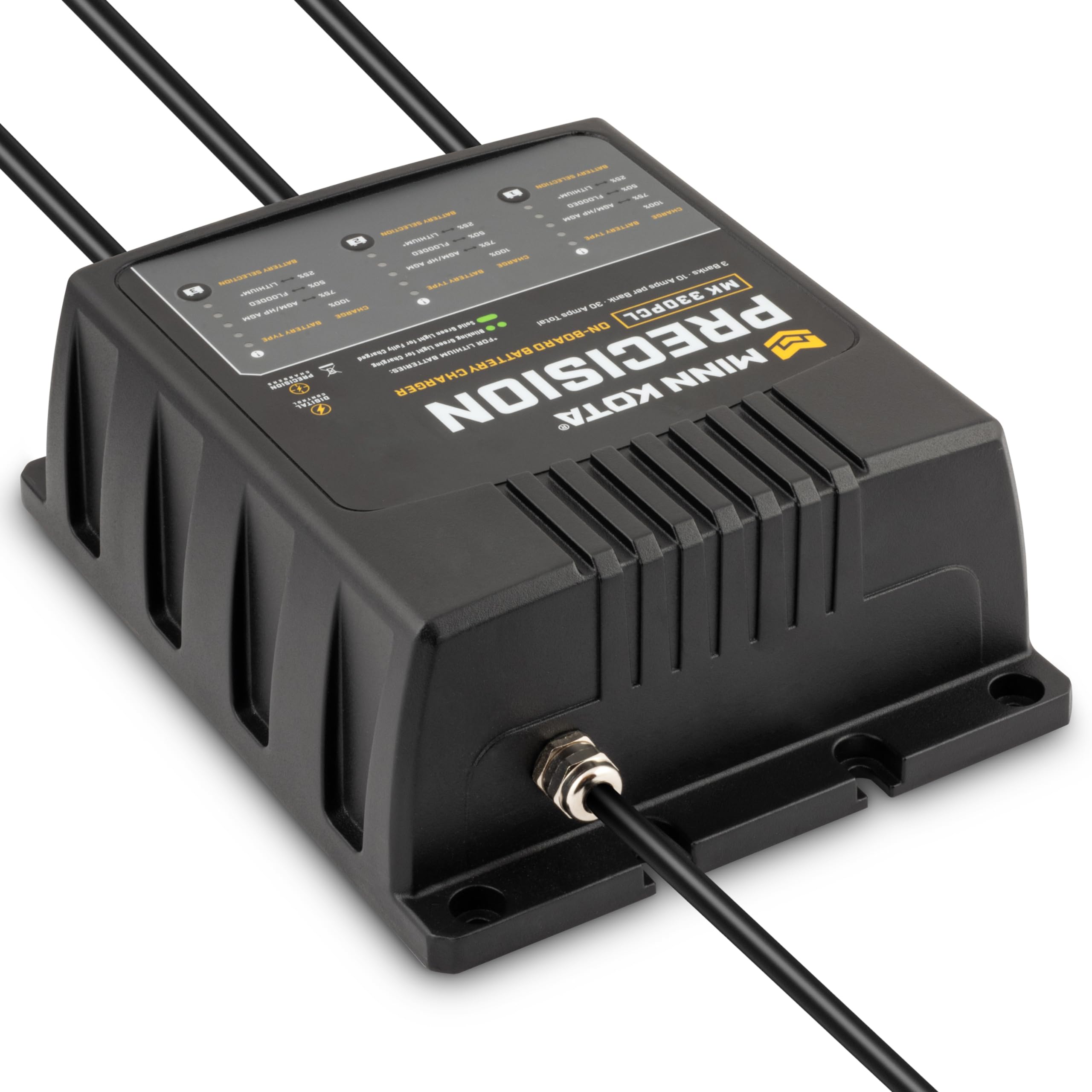 Minn Kota Precision Charger MK 330 PCL - 3 Bank 10A Marine Battery Charger for Boats, Trolling Motors & Watercraft | Fast Charging & Waterproof Design