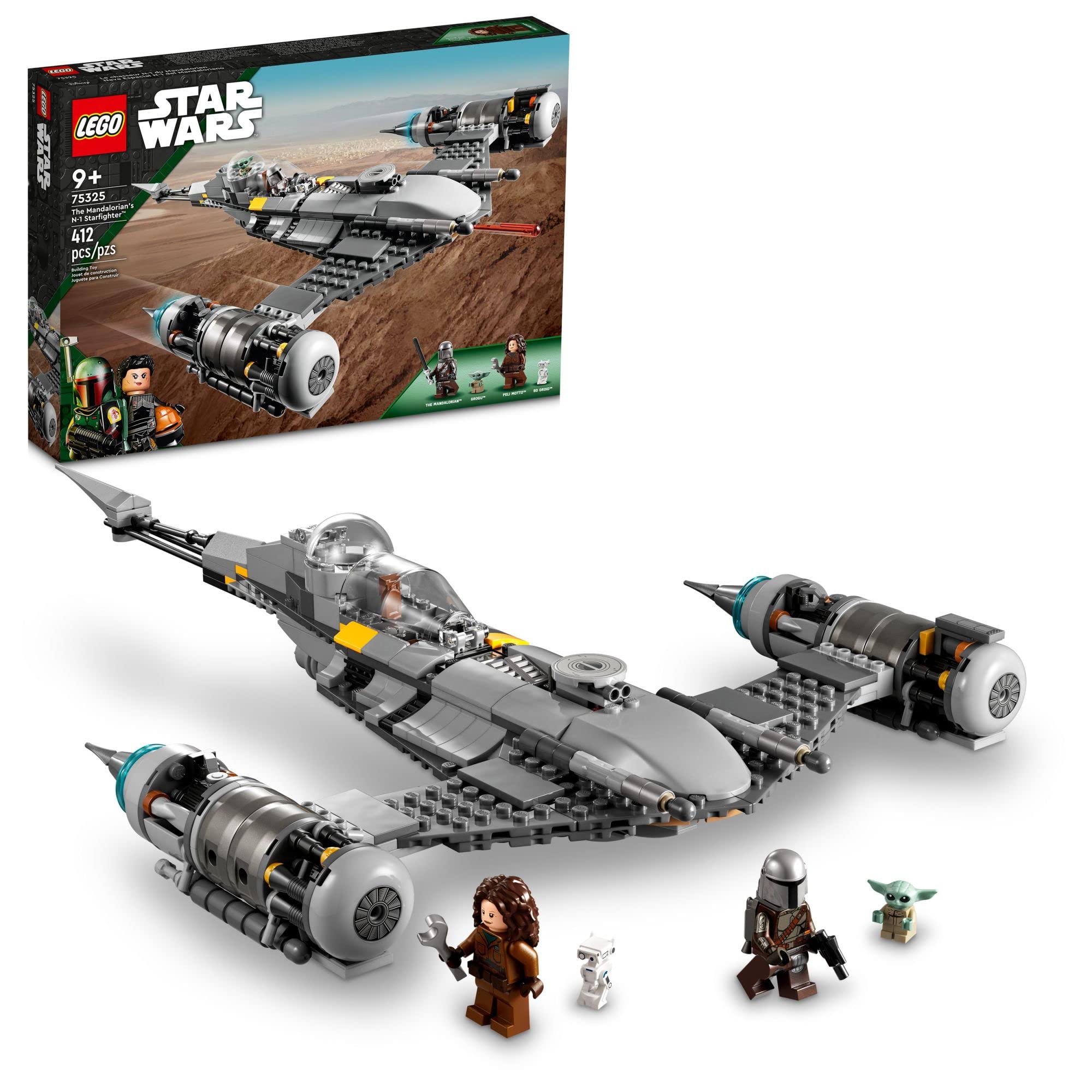 LEGO Star Wars The Mandalorian N-1 Starfighter 75325 Building Kit with Baby Yoda Grogu & Droid Figures - The Book of Boba Fett Collection - Creative STEM Toy for Kids Ages 9+ - Perfect Birthday Gift for Boys & Girls - Build & Display for Star Wars Fans & Collectors