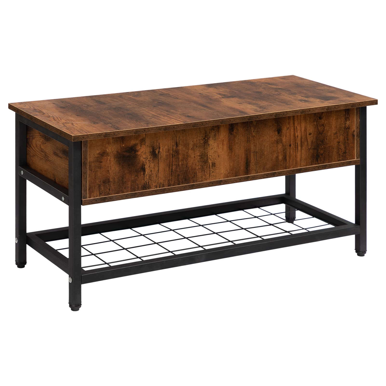 ALIMORDEN Storage Bench with Lift Top - Rustic Brown Entryway Shoe Bench for Shoes, Boots & Accessories | Perfect for Bedroom, Hallway, Living Room & Entryway Organization | Space-Saving Furniture for Small Homes & Apartments