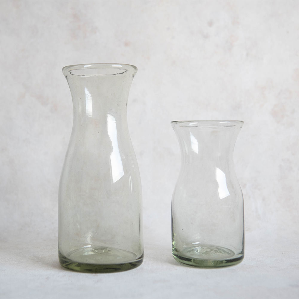 Eco-Friendly Small Recycled Glass Carafe for Water, Juice & Wine - Perfect for Dining, Gifting & Home Decor