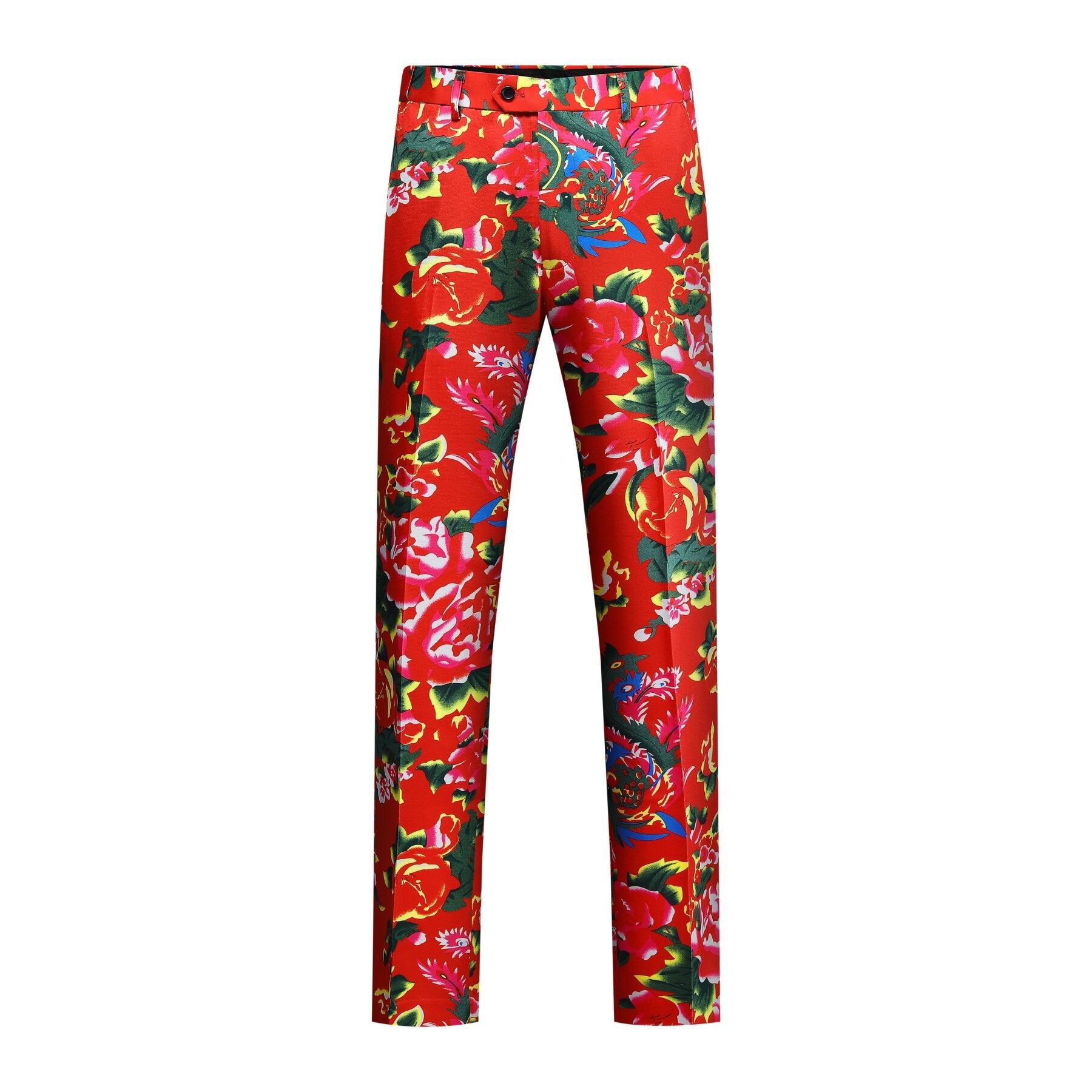 2 Piece Men's Red Bottom Big Flower Printed Suit Set - Stylish Matching Outfit for Casual Wear, Parties & Special Occasions