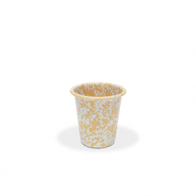 Premium 10 oz Enamelware Tumblers - Set of 4 Yellow Marble Design | Durable Camping, Picnic & Outdoor Drinking Cups for Coffee, Tea & Cold Beverages