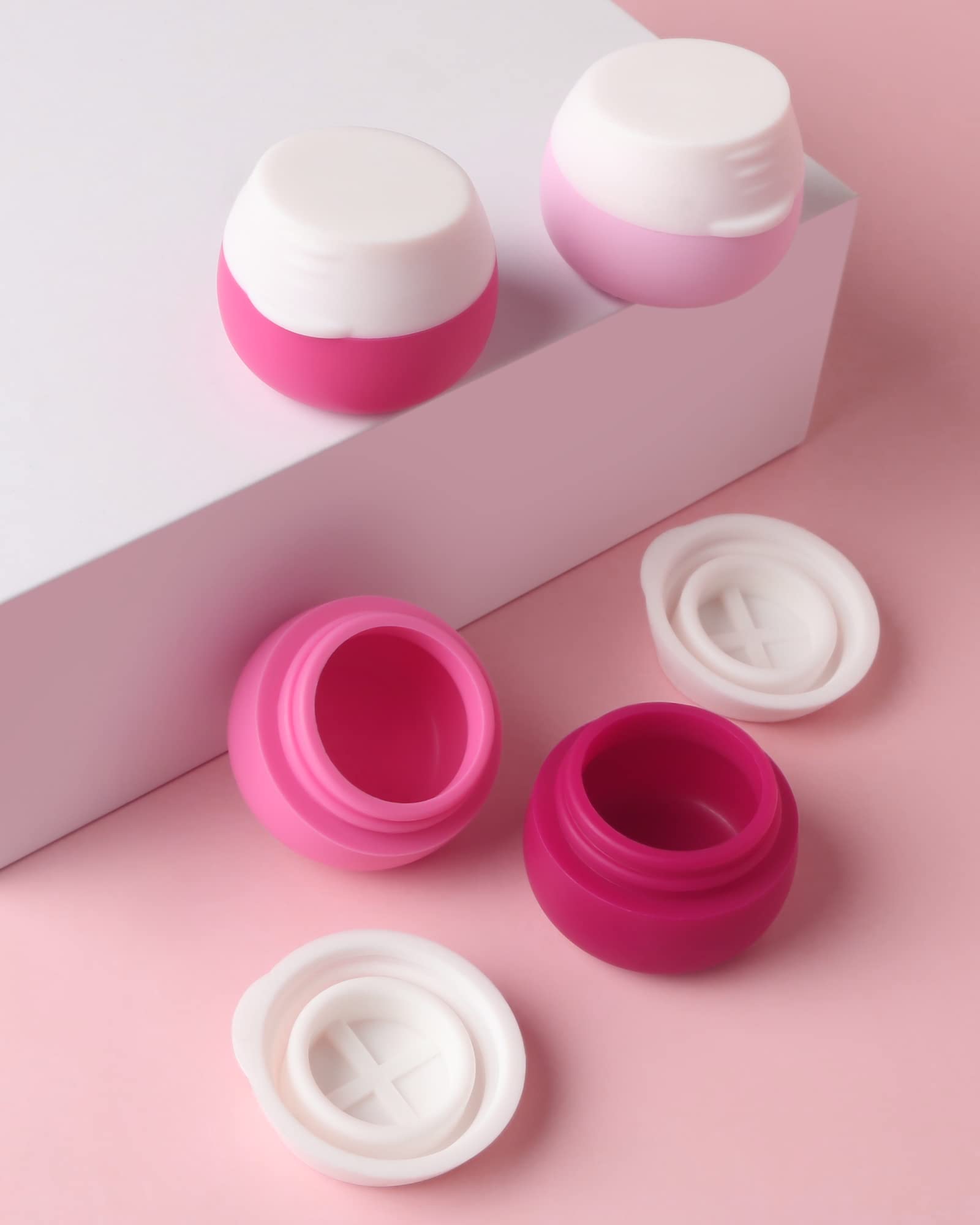 TSA Approved Leak-Proof Silicone Travel Containers for Toiletries - 4-Piece Set of Cream Jars for Cosmetic, Makeup, Face & Body Care | Perfect for Air Travel, Gym Bags & On-The-Go Essentials
