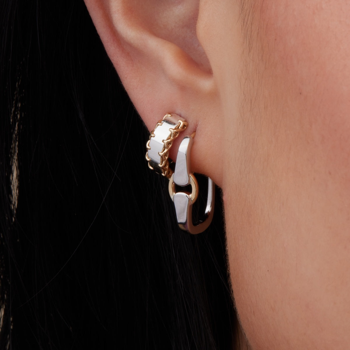 Mixed Metal Stitched Hoop Earrings for Women - Boho Chic Dangle Earrings for Everyday Wear & Special Occasions